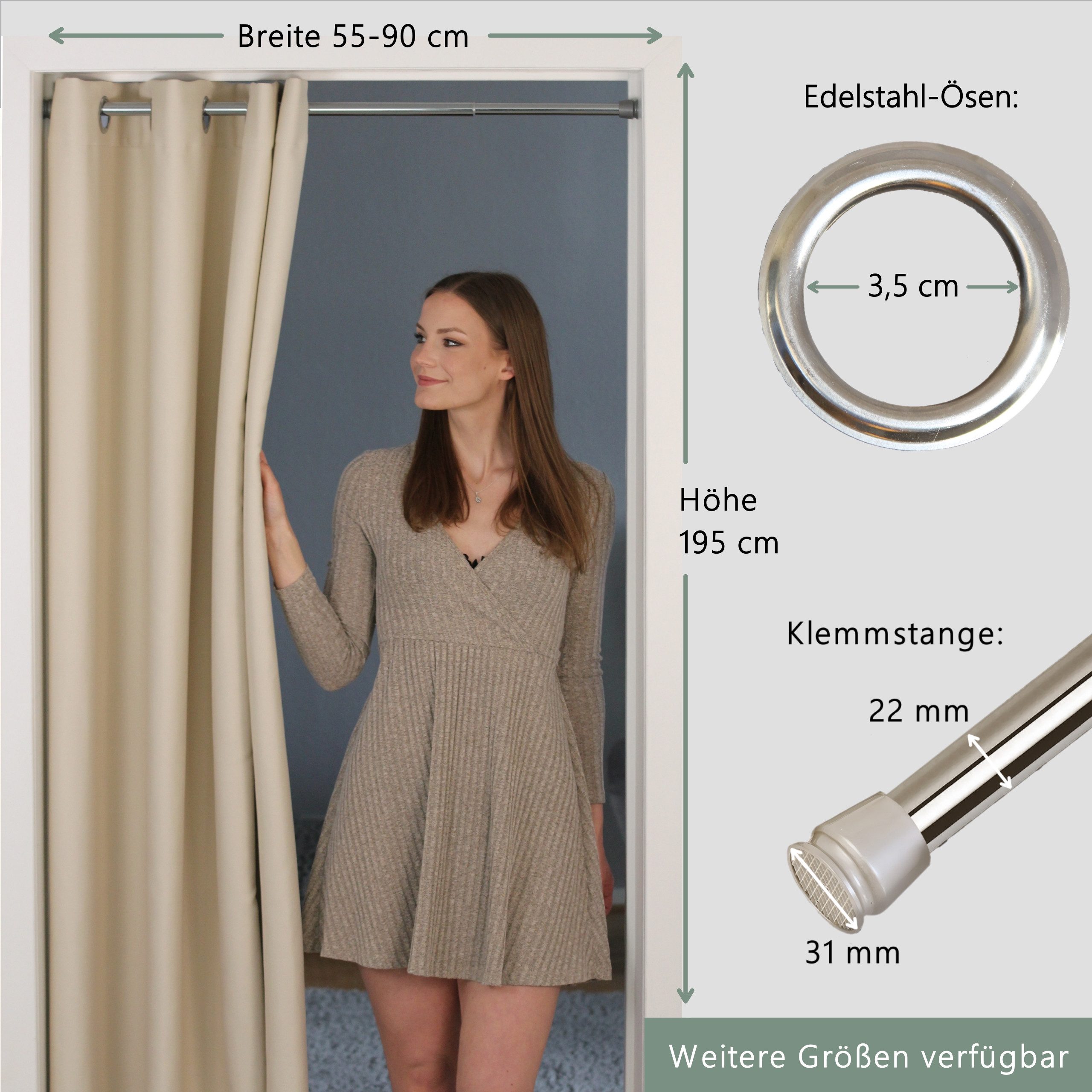 tinycurtains Türvorhang mit Stange silber 55-90 günstig online kaufen