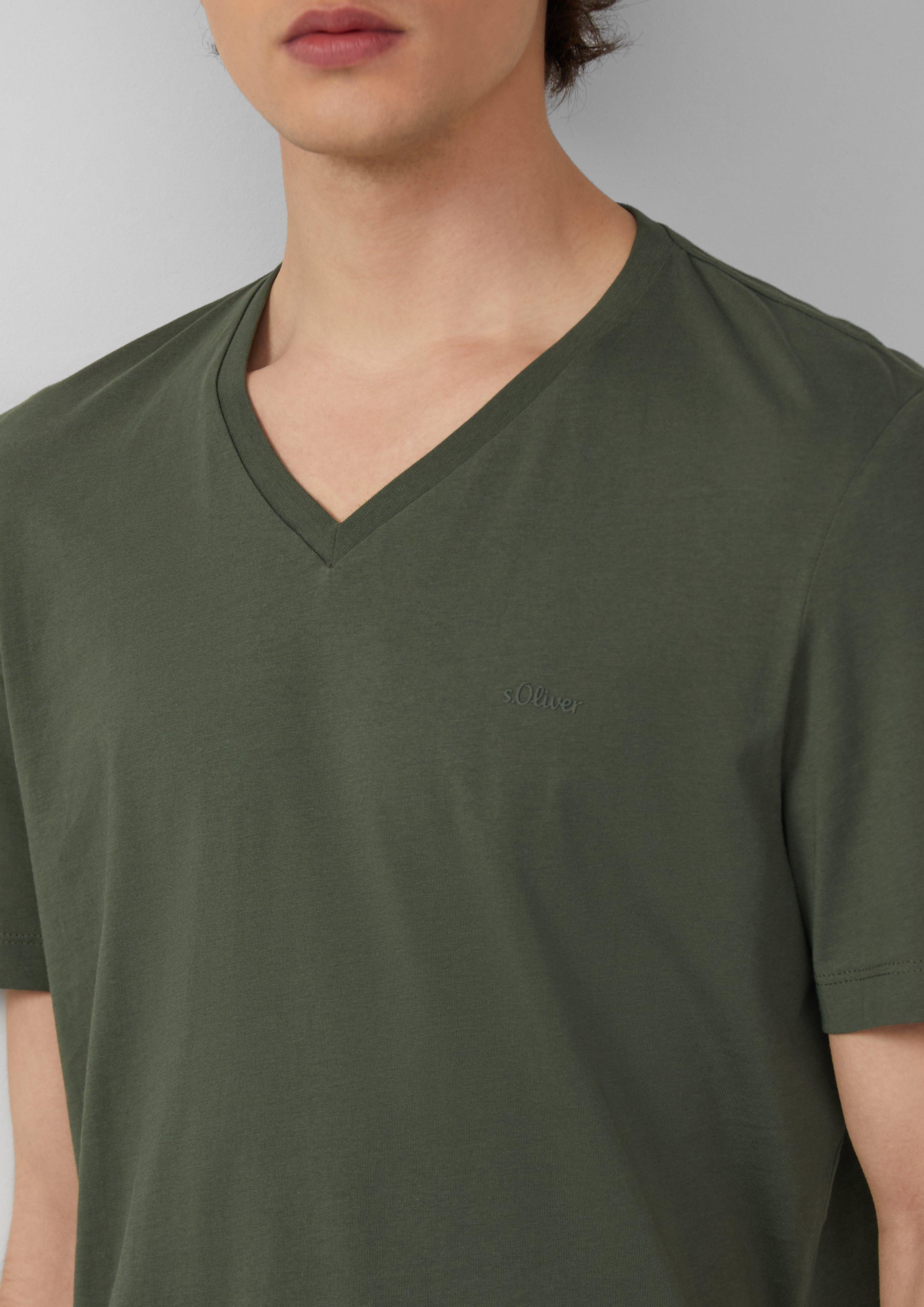 s.Oliver Kurzarmshirt Jersey-T-Shirt mit V-Ausschnitt und günstig online kaufen