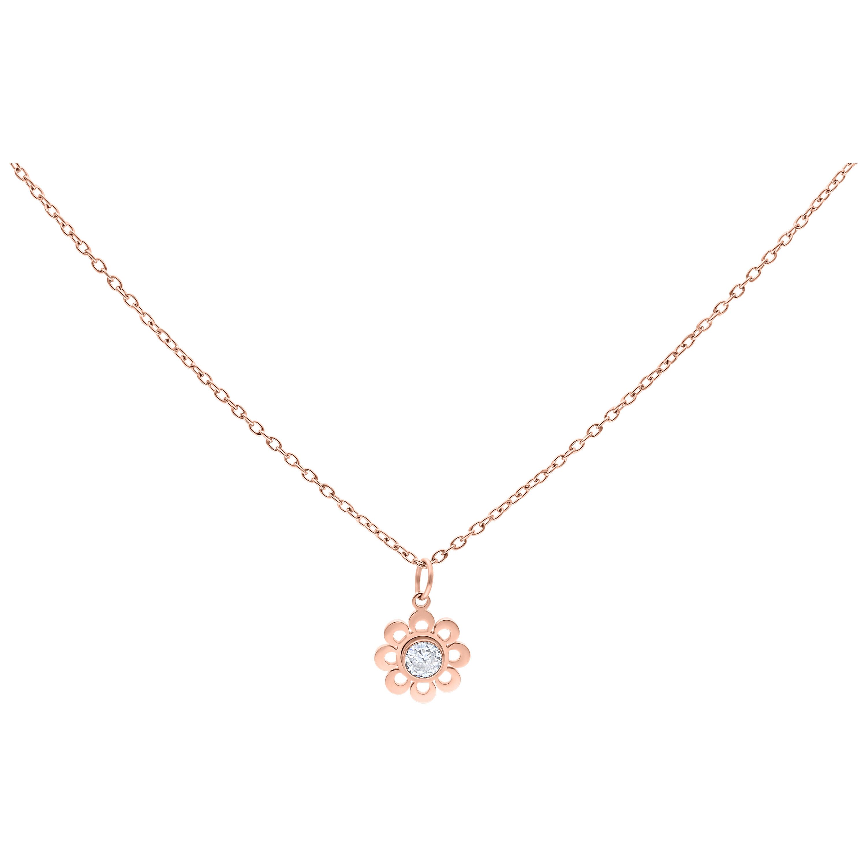 Wildcat Kette mit Anhänger Crystal Flower Kette - Roségold, Chirurgenstahl 316L - wasserfest, langlebig, hautverträglich