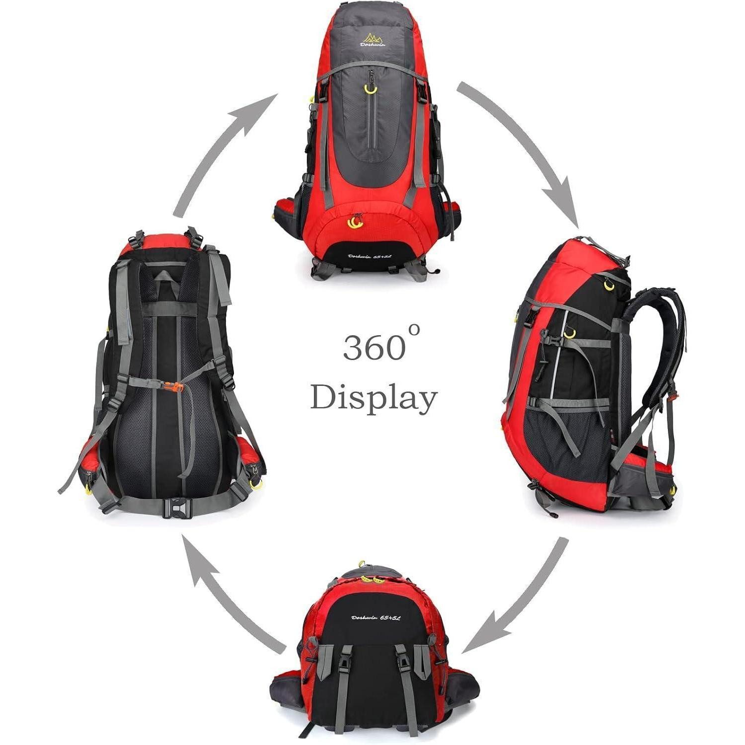 LuxusKollektion Trekkingrucksack Rucksack 70L Trekkingrucksack Reiserucksack Damen Herren XL Rot