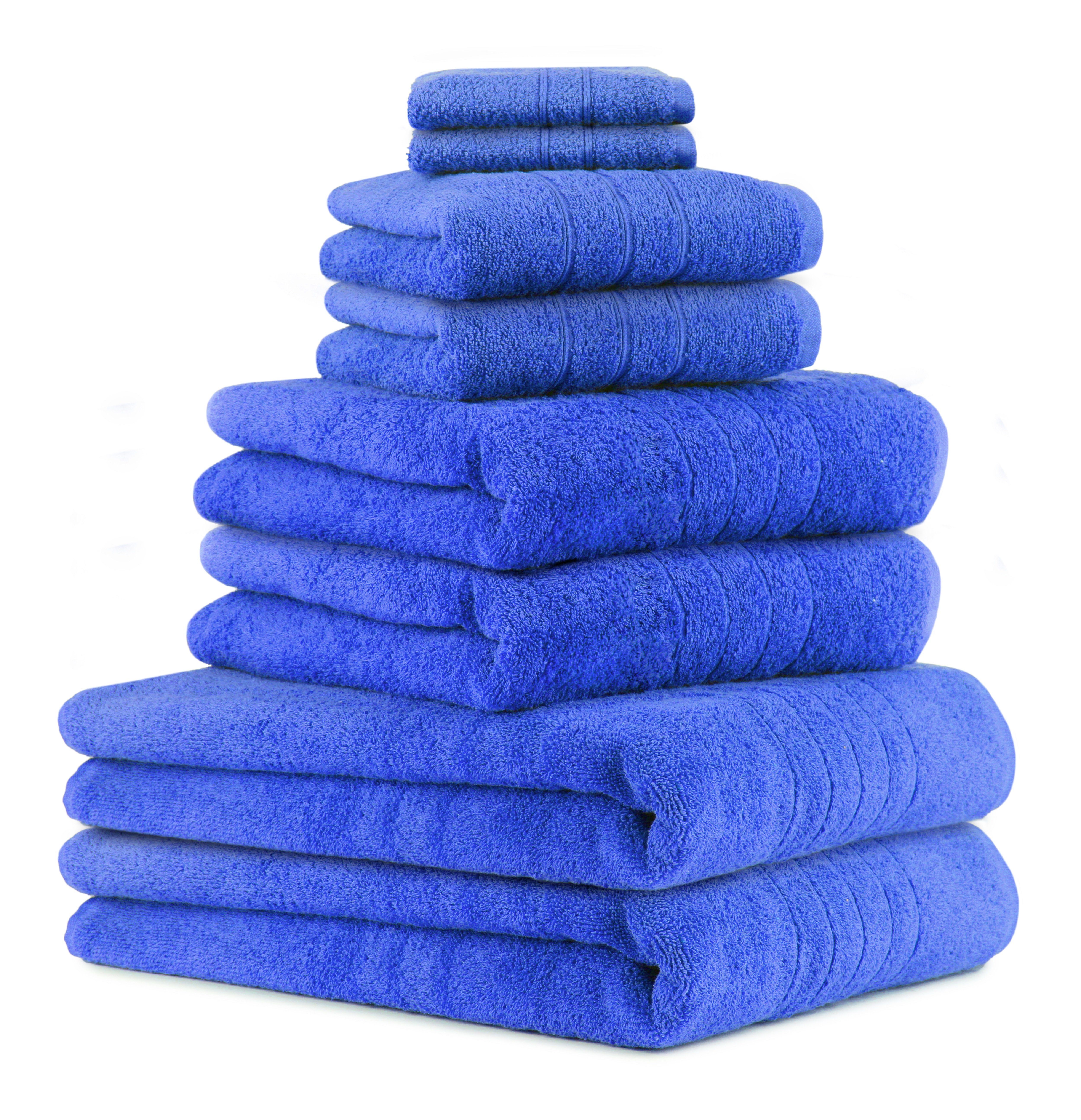 Betz Handtuch Set 8-TLG Handtuch-Set Deluxe 100% Baumwolle 2 Badetücher 2 Duschtücher 2 Handtücher 2 Seiftücher, 100% Baumwolle, (8-tlg) blau | Handtuch-Sets