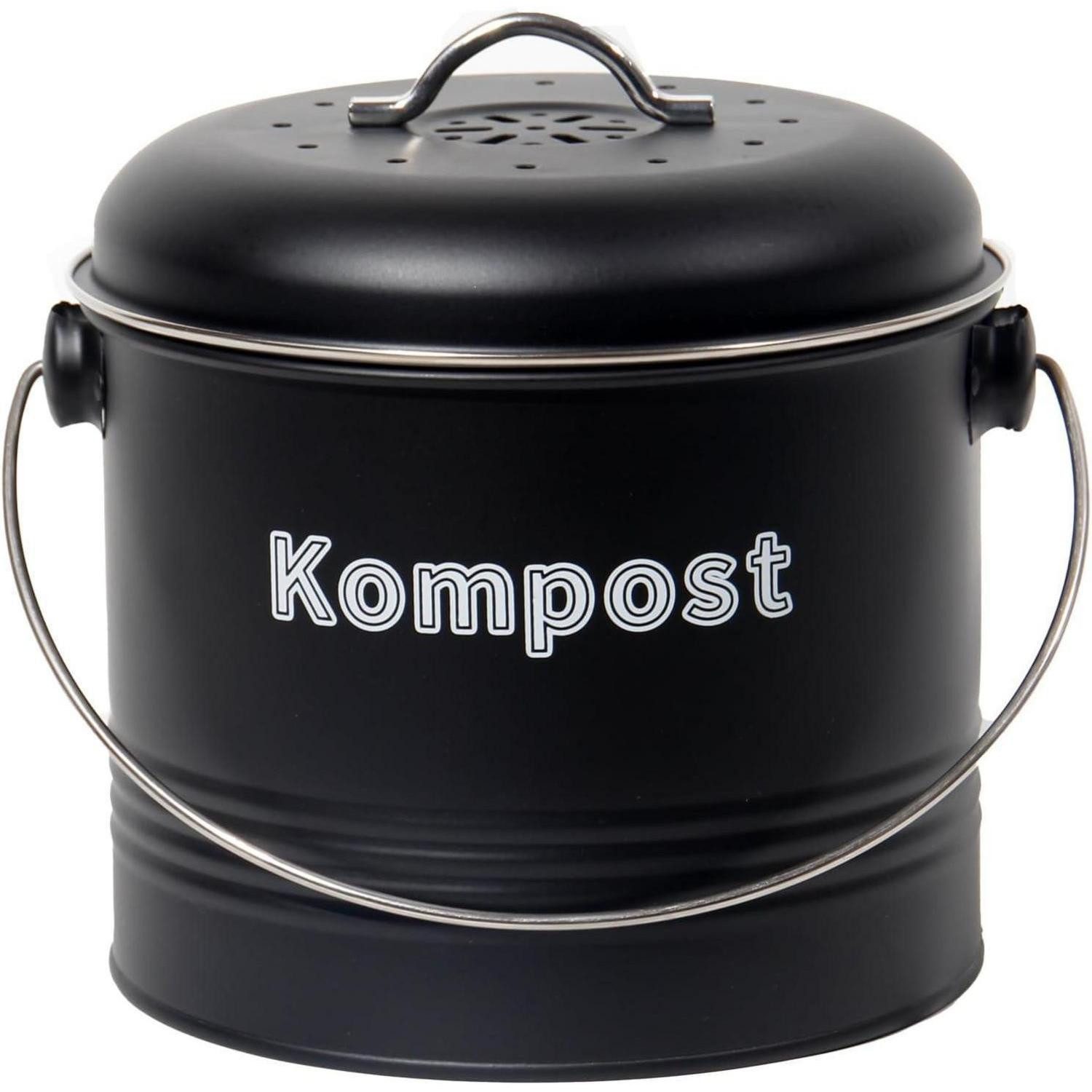 LuxusKollektion Biomülleimer Biomülleimer Küche 3,5L Aktivkohlefilter Geruchsdicht Metall Retro