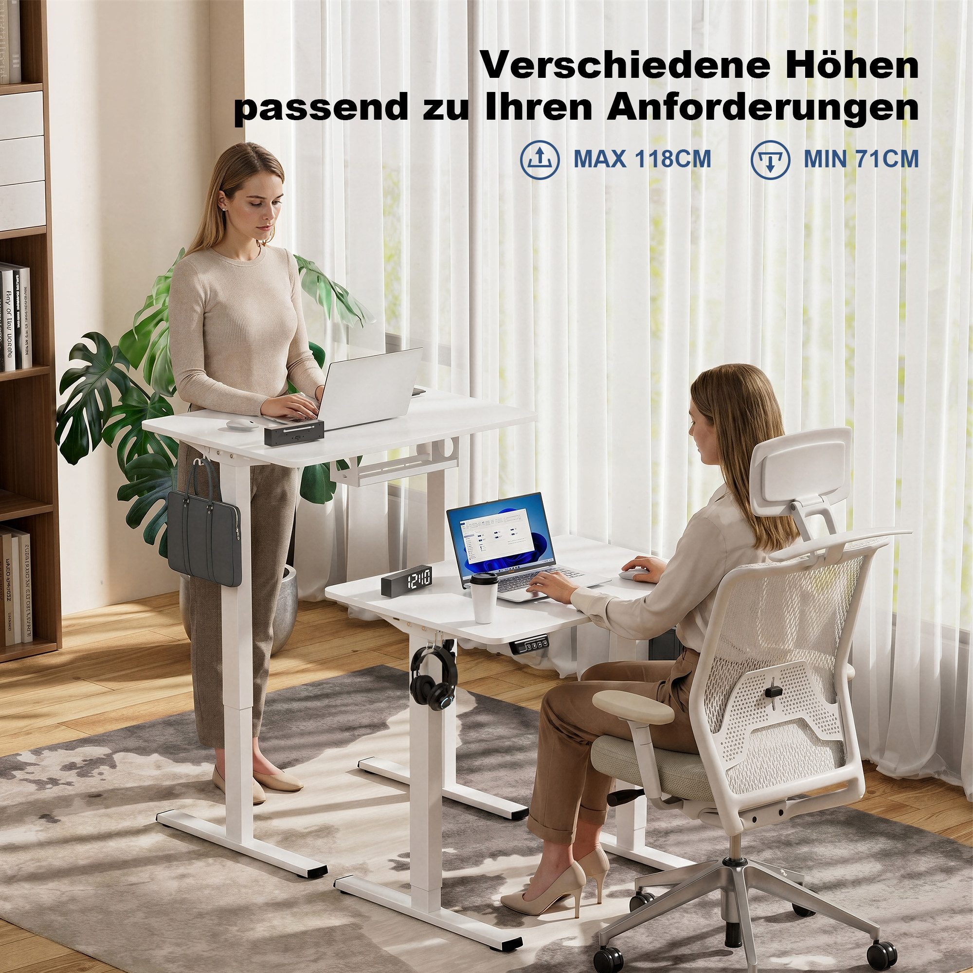 Ragnarök Möbel-Design Schreibtisch Ragnarök-Möbeldesign höhenverstellbarer Schreibtisch (1 Tisch), Breite 80 cm, Breite 120 cm, Breite 140 cm, Breite 160 cm