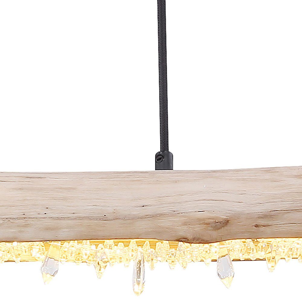 verbaut, LED natur Pendelleuchte, Pendelleuchte fest Dekor etc-shop LED-Leuchtmittel Holzbalken Decken Hängeleuchte Warmweiß, Kristall