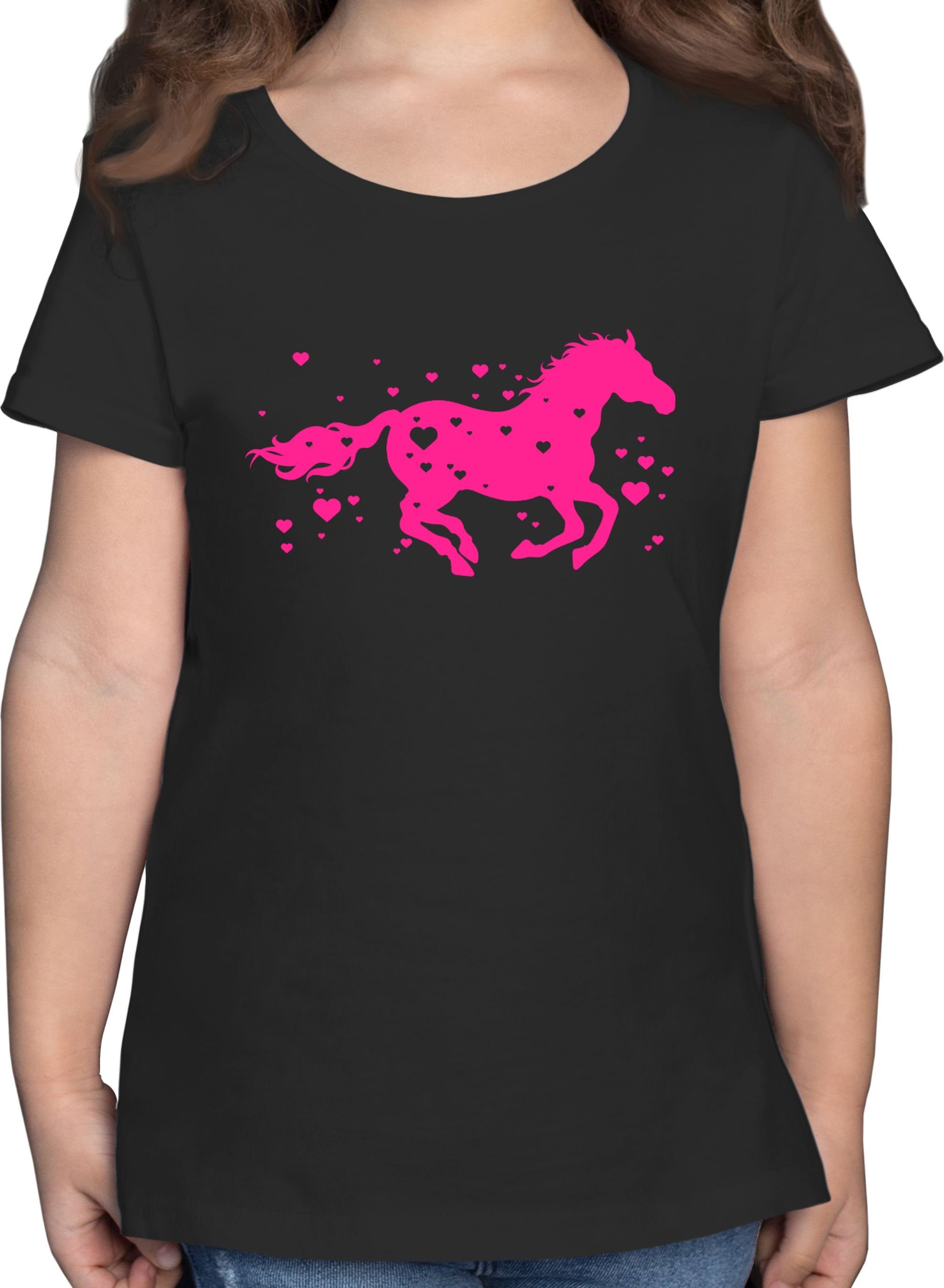 Shirtracer T-Shirt Pferd Reitpferd Springpferd Pferd 3 Schwarz