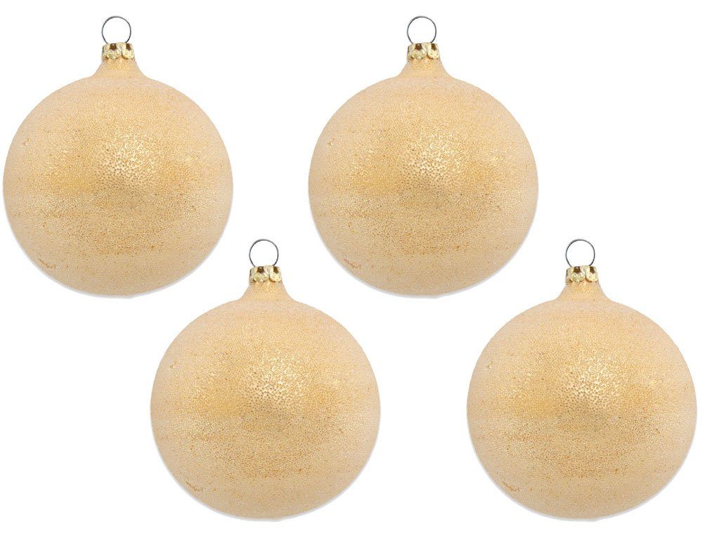 Germany Glasdesign Mundgeblasen Perlentau in Gold Made Glas - 6 Ø cm St), Stück) (4 Christbaumkugeln (4 Thüringer Weihnachtsbaumkugel