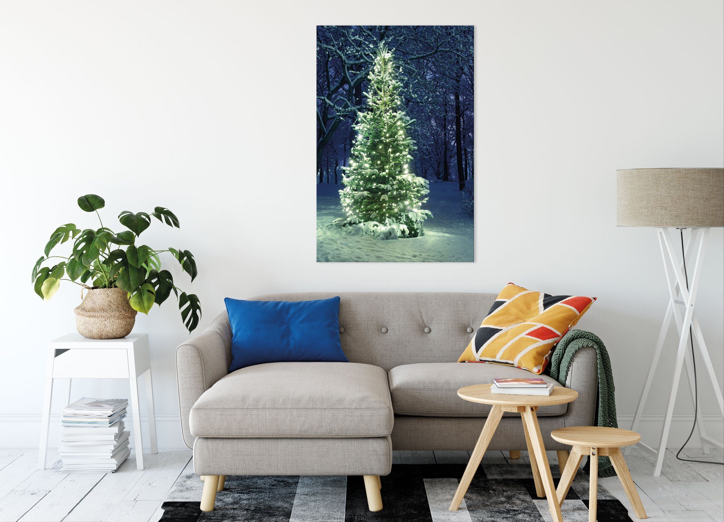 Pixxprint Leinwandbild Leuchtender Weihnachtsbaum, Leuchtender Weihnachtsba günstig online kaufen