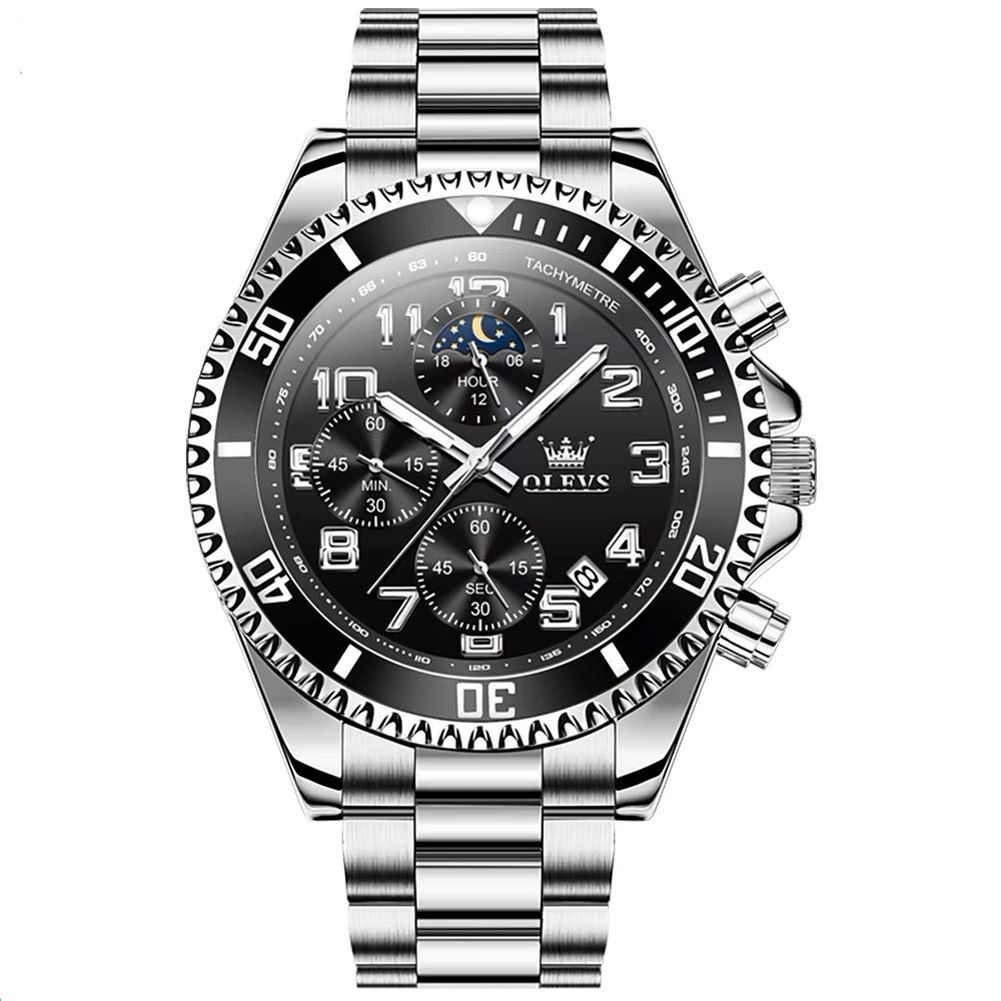 Tidy Quarzuhr Herren Chronograph Uhr mit Tag Nacht Anzeige Edelstahl Armban günstig online kaufen