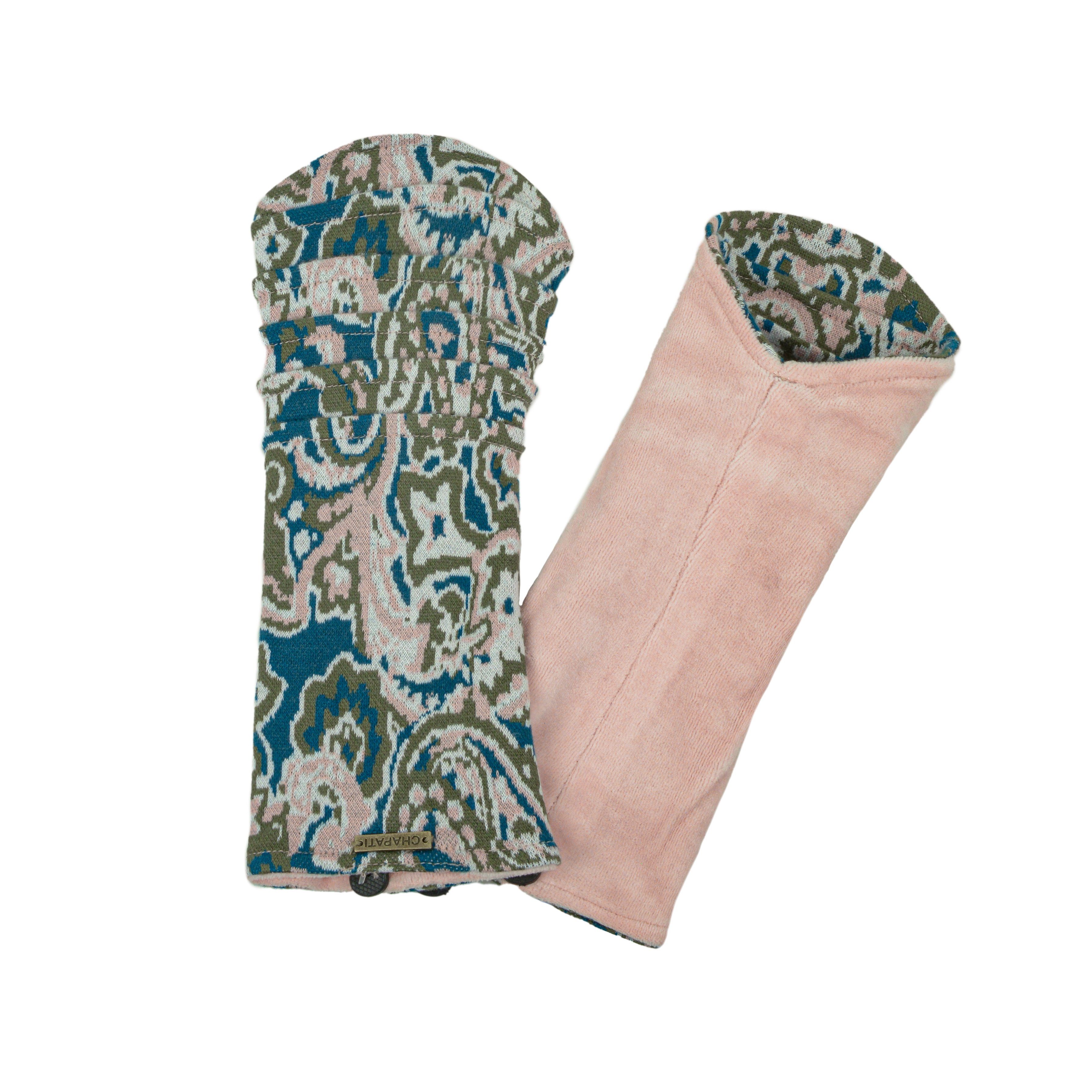 Chapati Armstulpen Jacquard Samt Pulswärmer zum Wenden Gelenkwärmer, aus weichem Baumwollsamt