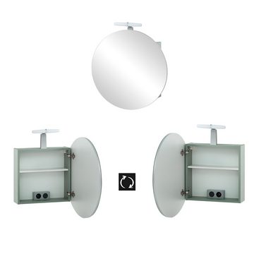 Lomadox Badmöbel-Set ANGERS-80, (Spar-Set, 2-St), mint, Spiegelschrank, LED-Lampe, Waschbeckenunterschrank