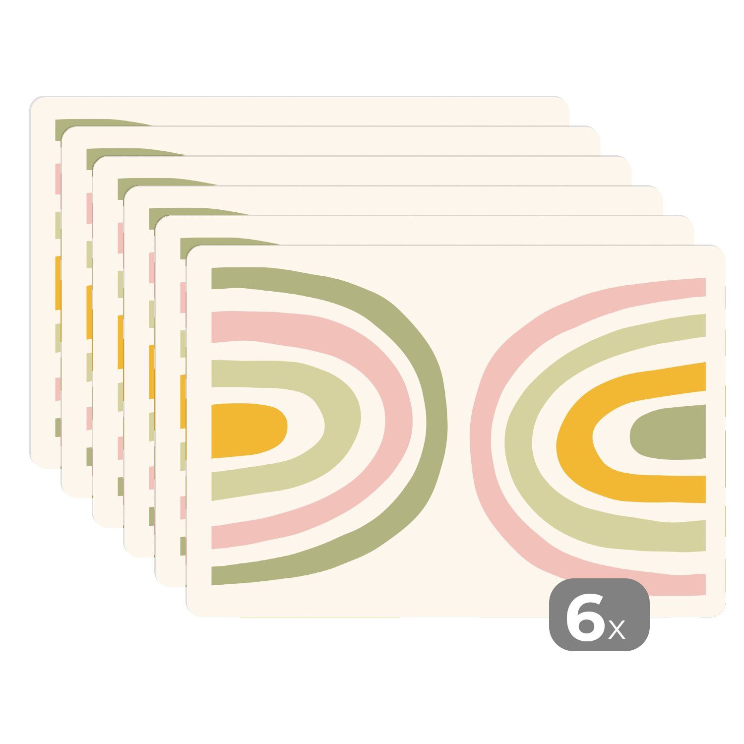 Platzset, Regenbogen - Pastell - Grün - Rosa - Modern, MuchoWow, (6-St), Platzset, Platzdecken, Platzmatte, Tischmatten, Schmutzabweisend