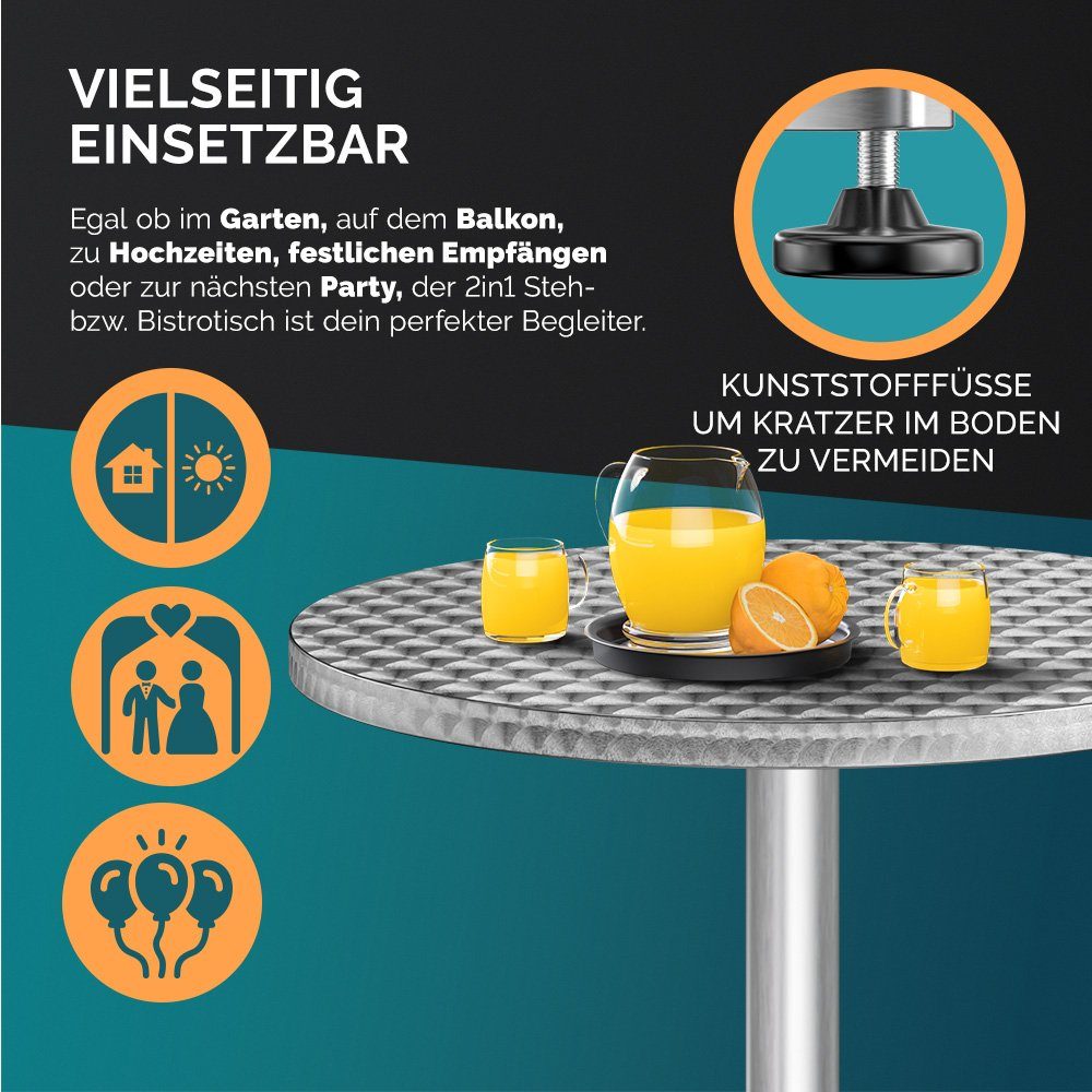 Casaria Stehtisch (2-St), 2er Set 2in1 Stabil Höhenverstellbar 70 cm / 115 günstig online kaufen