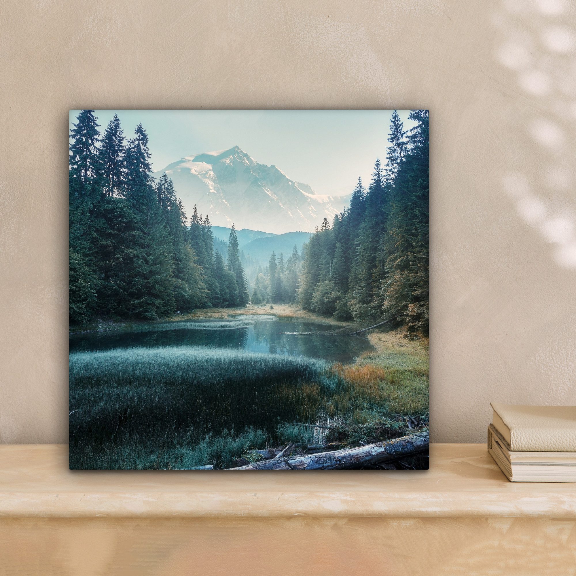OneMillionCanvasses® Leinwandbild Wald - Gras - Berge - Bäume - Natur, Foto günstig online kaufen