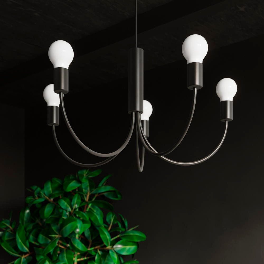 famlights Pendelleuchte famlights, Pendelleuchte Pippin in Schwarz E27 5-flammig