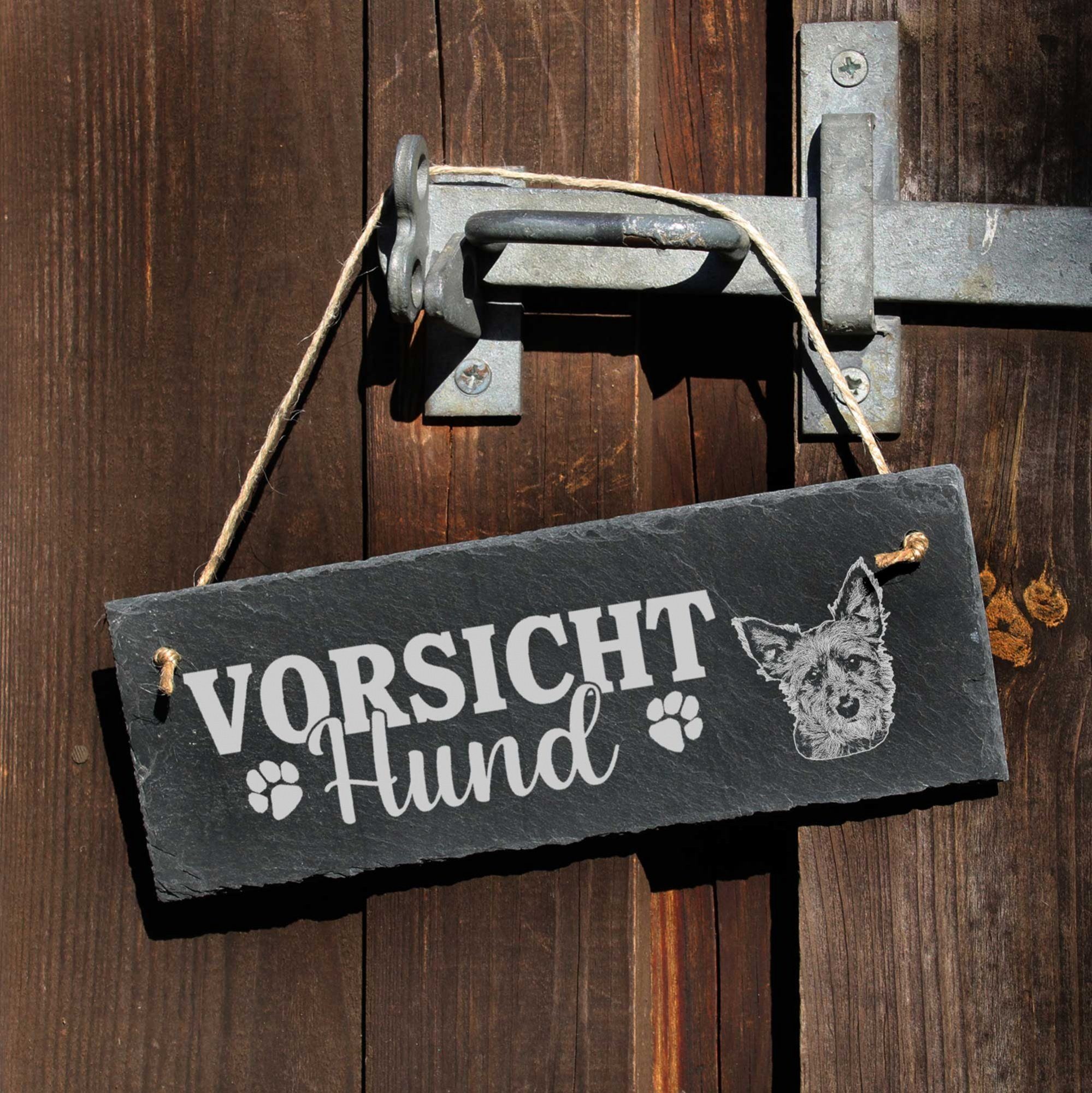 Hängedekoration Vorsicht 22x8cm Terrier Australian Hund Dekolando Schild