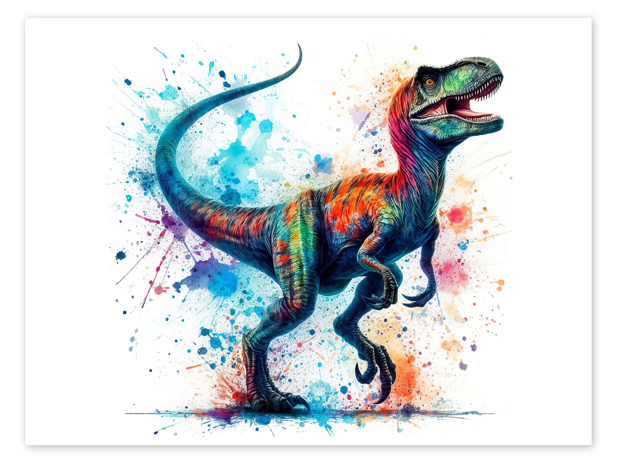 Posterlounge Wandbild Tyrannosaurus Rex in Aquarell I, nobelart, erhältlich als Poster, Leinwandbild, Wandsticker oder Acrylglasbild