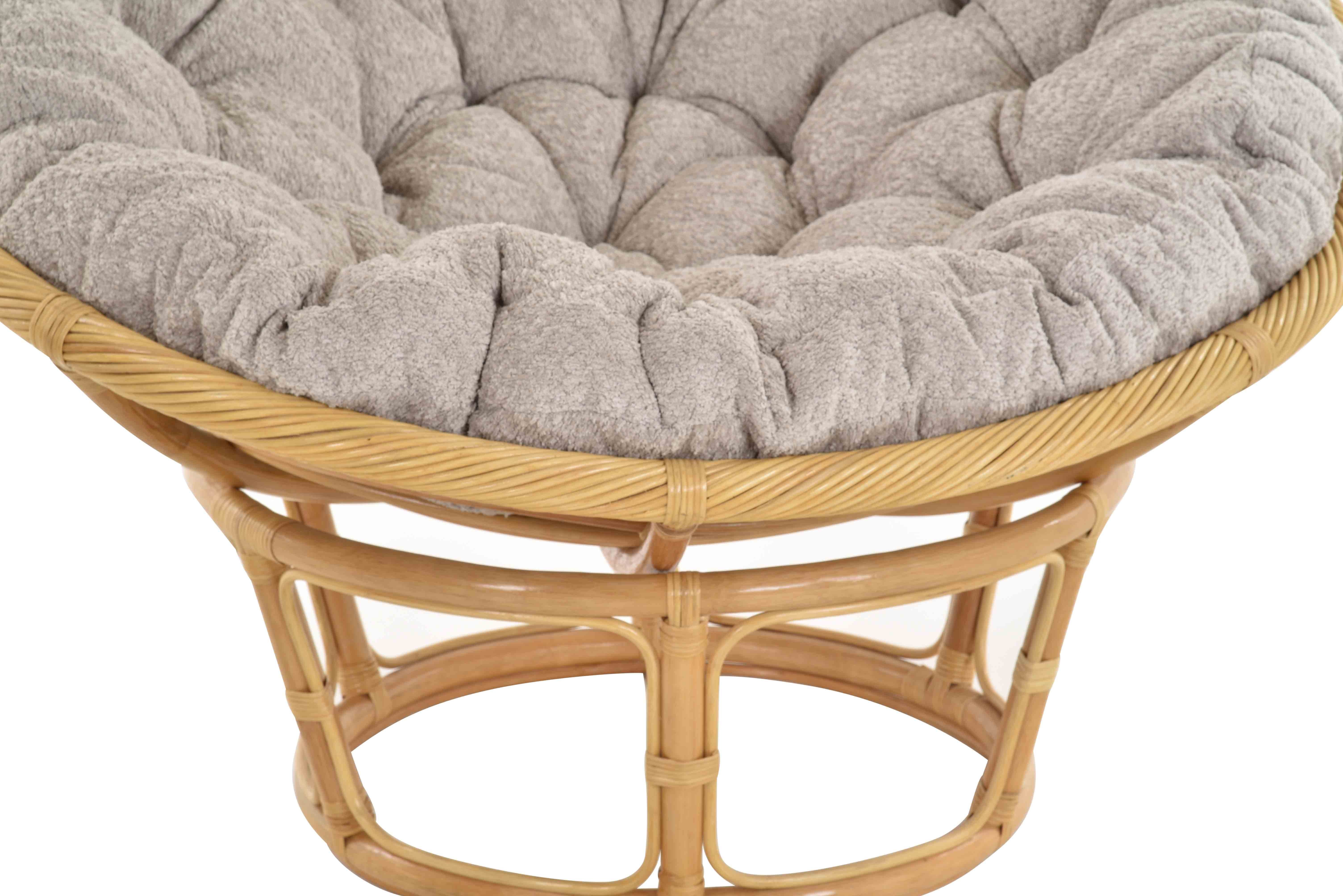 Krines Home XXL-Sessel Papasansessel XXL mit Kissen Relax Papasan Chair (120cm), Natur Rattan Liegesessel