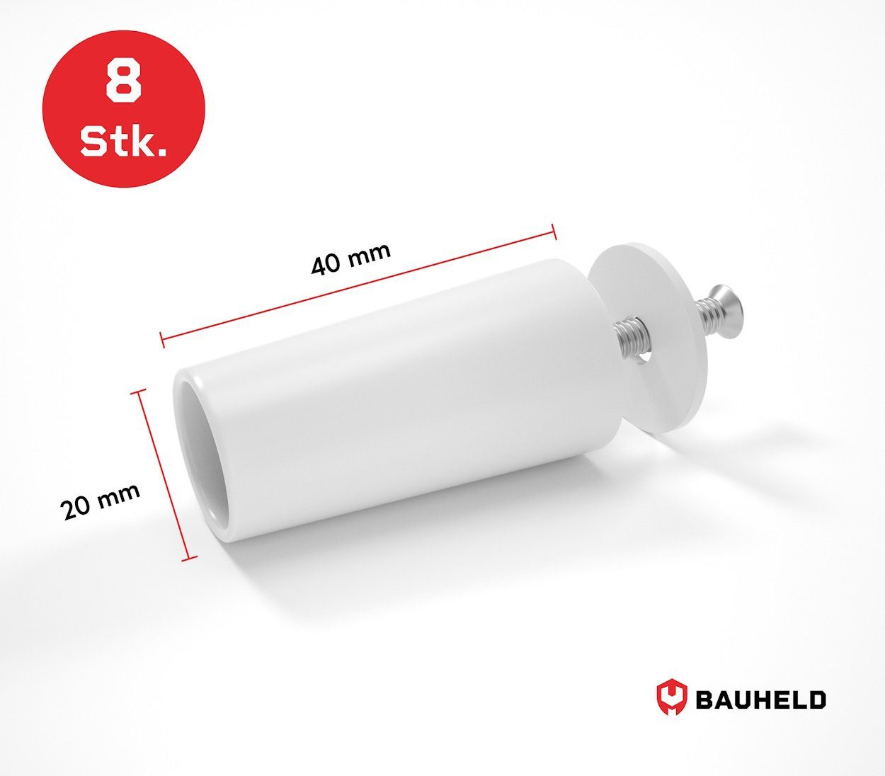 BAUHELD Rollladen-Anschlagstopper 8 Stück [Made in Germany] mit 40mm Länge, Rolladen Anschlangwinkel für Rollladenpanzer, Lamellen, Vorbaurollladen, Inklusive B – Bild 2 von 5