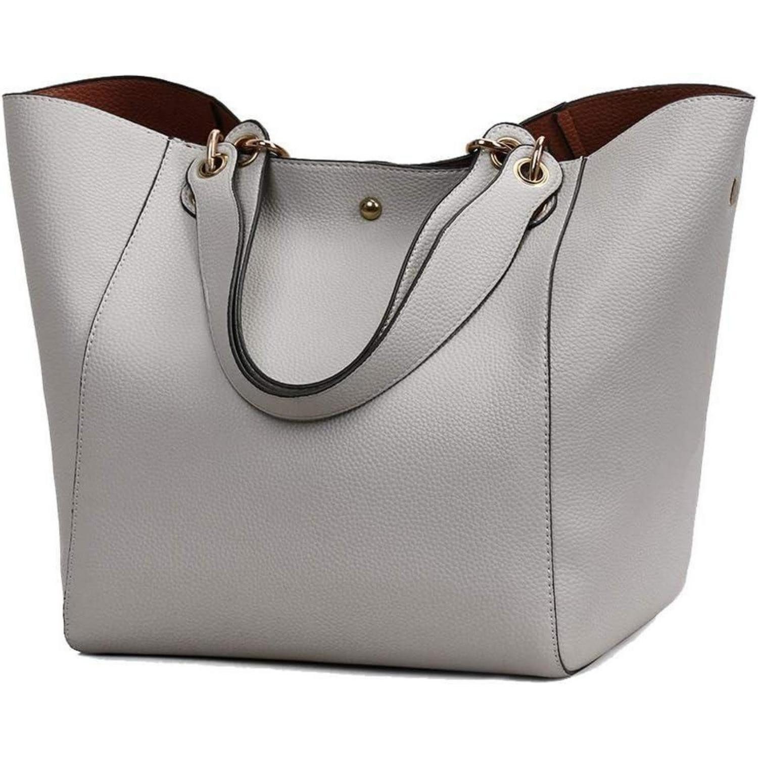 Shopper Damen 2 in 1 Shopper Schultertasche PU-Leder Vintage Elegant
