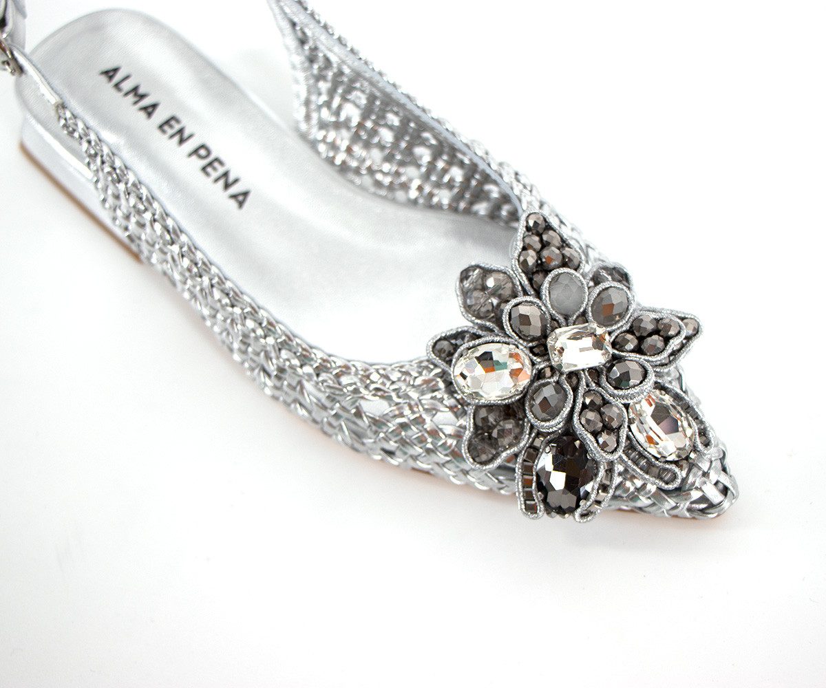 Alma en Pena Alma en Pena Damen Slipper Luna silver - V240367-silver Slipper
