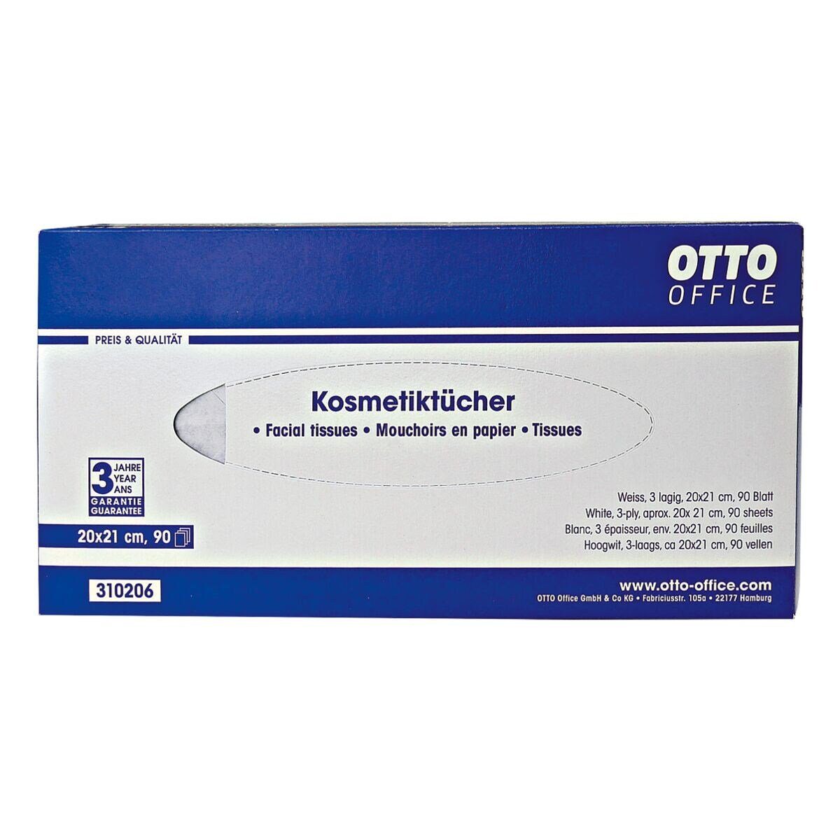 Otto Office Kosmetiktücher, 3-lagig, weiß, 90 Tücher/Box