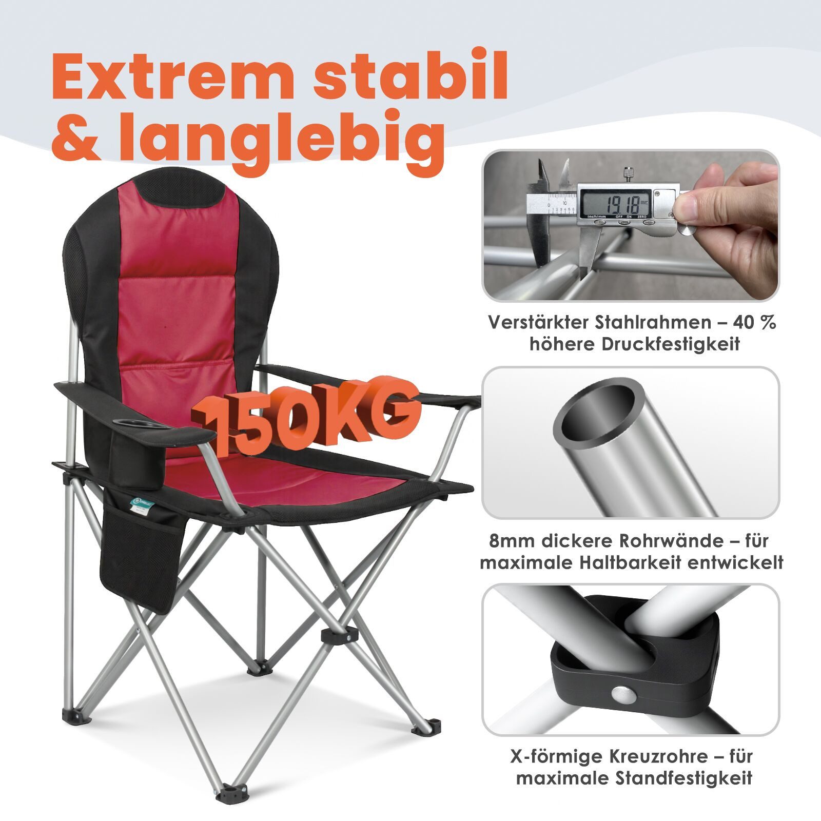 HOMECALL Campingstuhl Hochlehner Klappstuhl Gartenstuhl Angelstuhl mit Ange günstig online kaufen