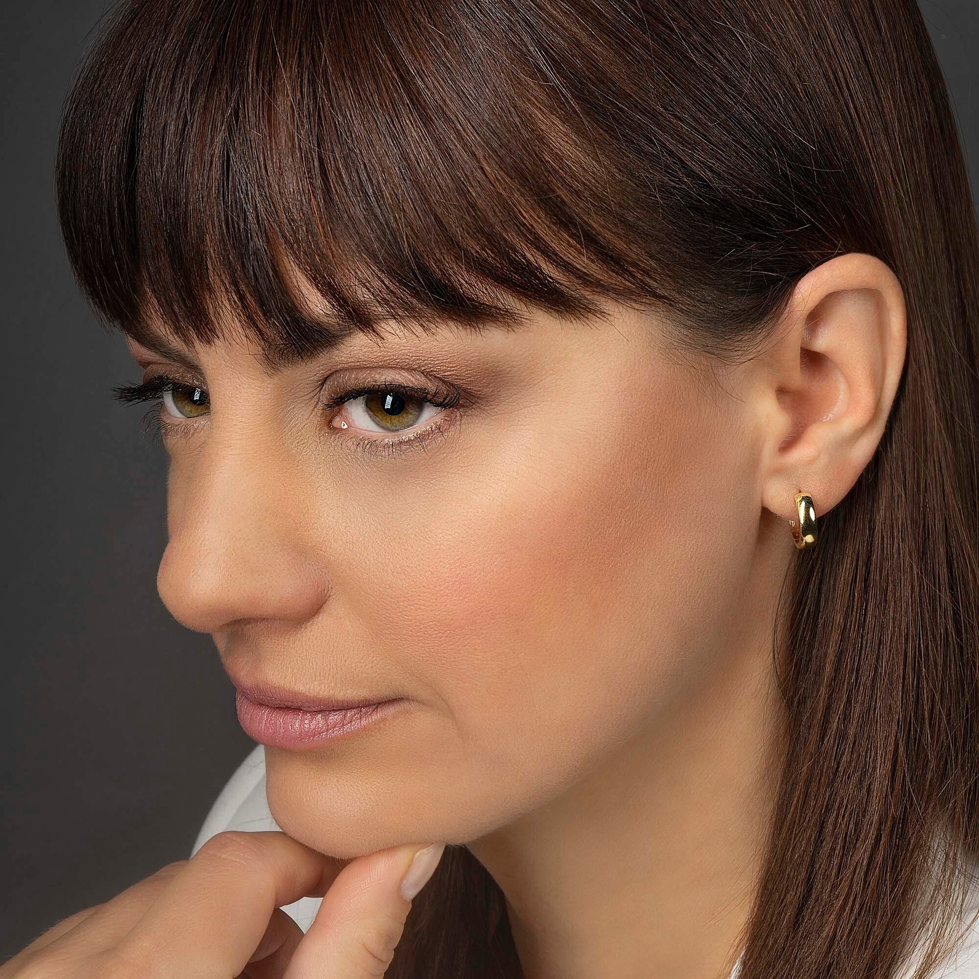 ONE ELEMENT Paar Creolen Ohrringe Creolen aus 585 Gelbgold Ø 14,0 x 4,0 mm, Modern & klar – ein Stück für zeitlose Looks