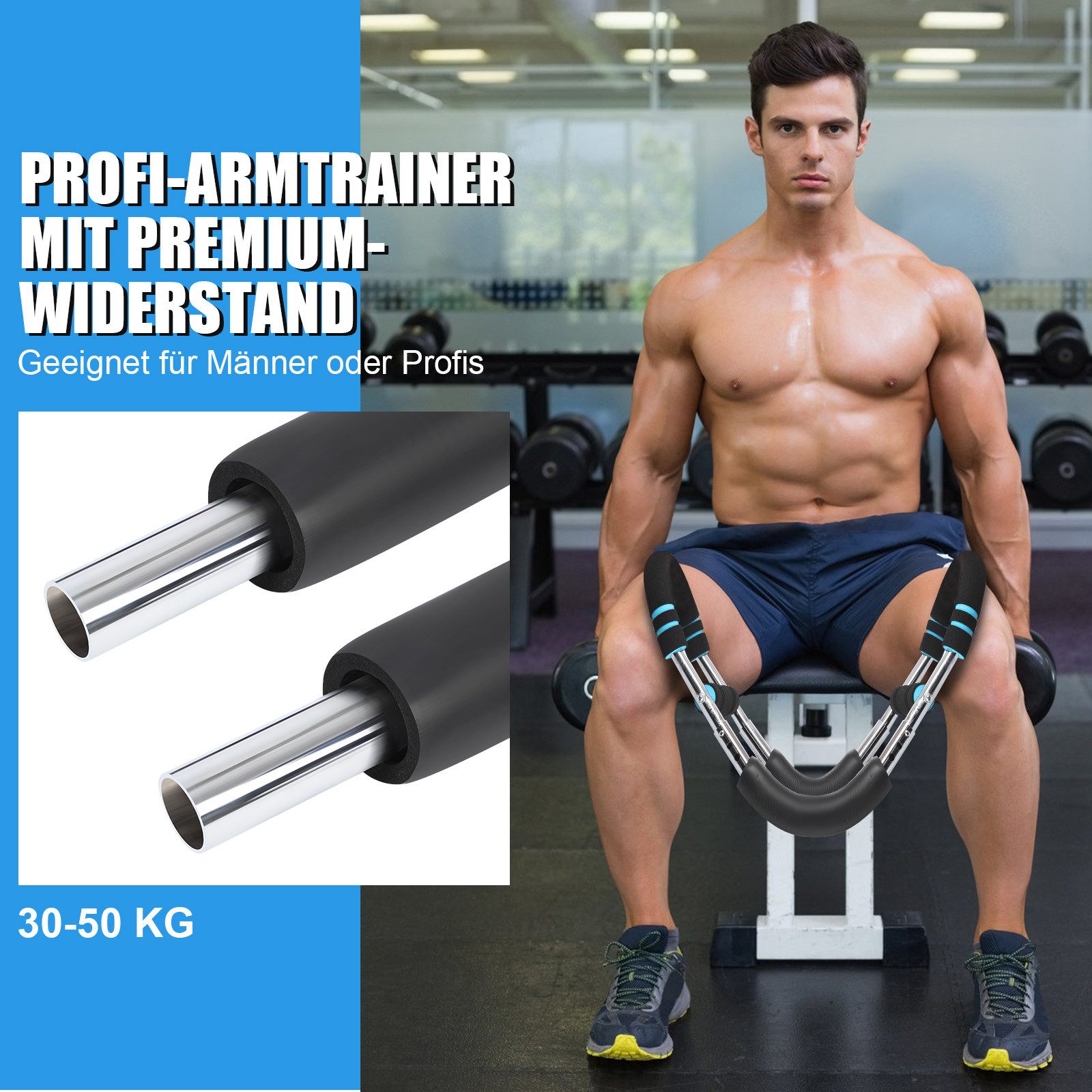 JOYOLEDER Multitrainer Twister Armtrainer Biegehantel, Verstellbares Brust Trainingsgerät &, (Muscle fit Gerät (30-50 kg / 70-110 lb), Tragbarer Power Twister, mit abnehmbarem Design, Trainingsgeräte für Zuhause, Büro & Reise)