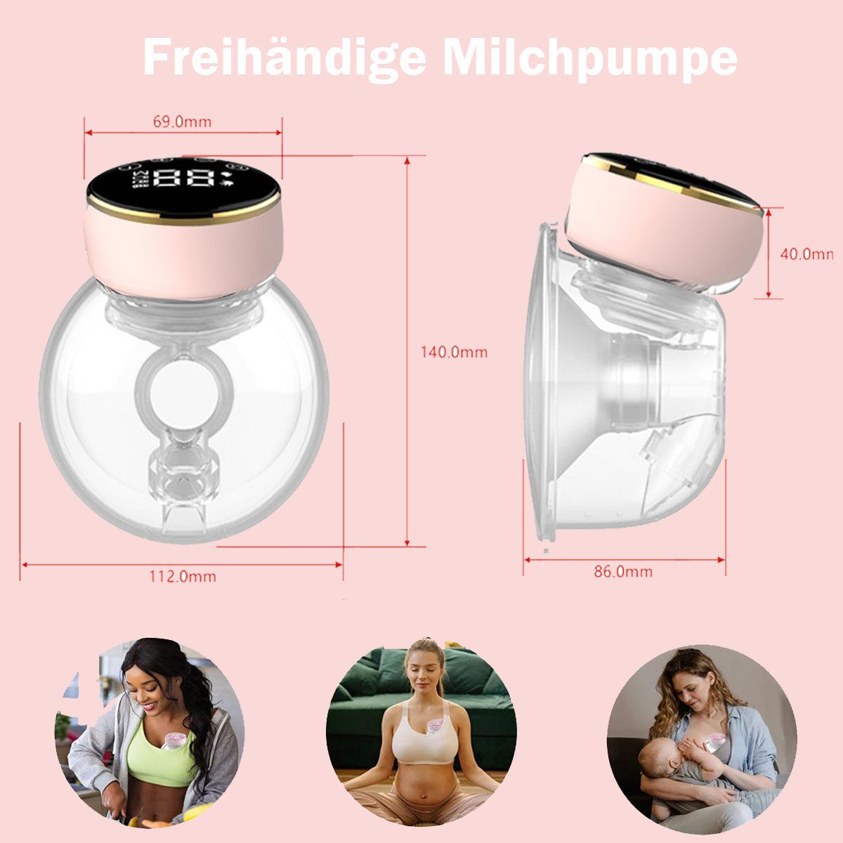 ANYSUN Elektrische Milchpumpe Milchpumpe Tragbar Freihändig,Brustpumpe Milch mit 3 Modi und 9 Stufen, tragbar Milchpumpe,LED Intelligentem Display, 1 Stk, Ultra Leise Wiederaufladbare,Fassungsvermögen 180ml