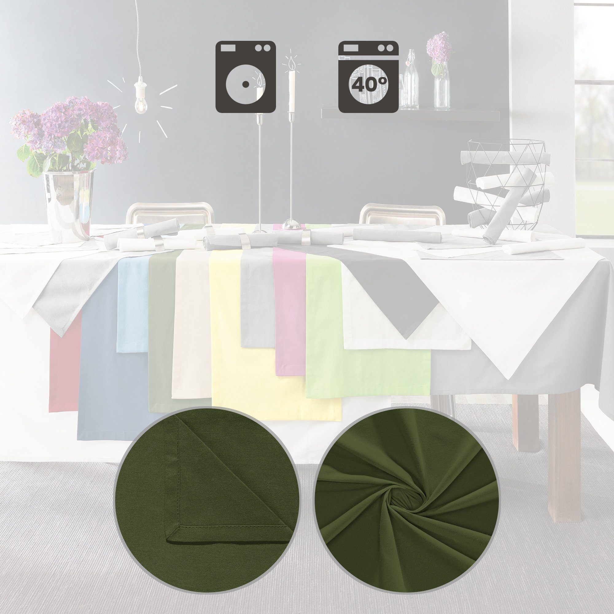 REDBEST Platzset Tischset "Seattle" 6er-Pack, Baumwolle Uni