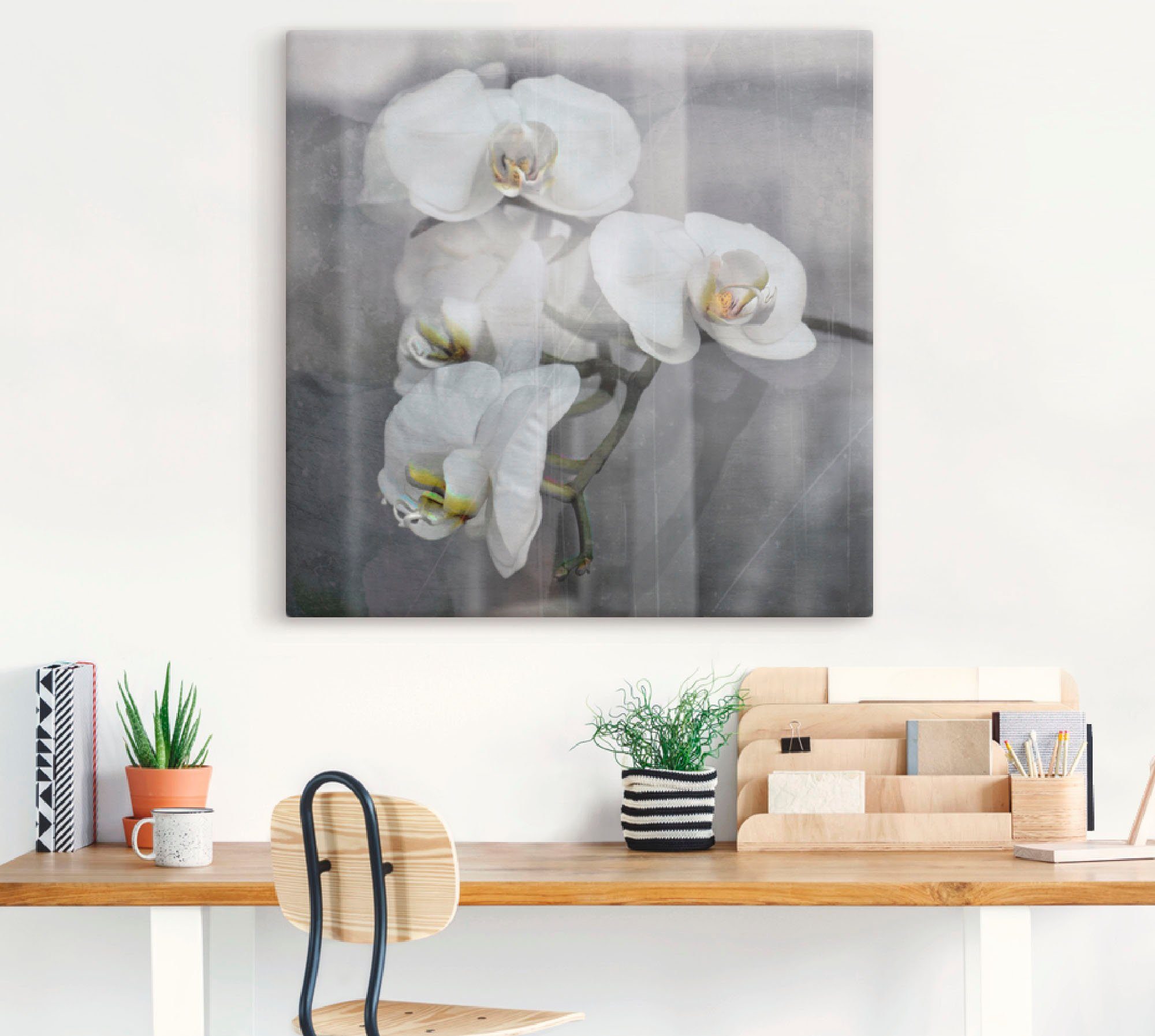 Artland Leinwandbild Weisse Orchideen - white Orchid, Blumen (1 St), auf Holzrahmen gespannt