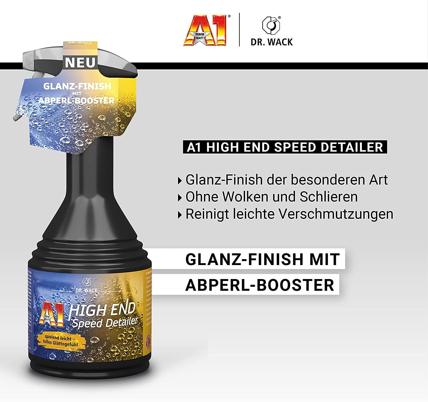 detailmate Dr.Wack A1 High End Speed Detailer 500 ml Superflausch Mikrofasertuch Autoshampoo (Reinigungsmittel, Wasch Reinigungsset, Aussen)
