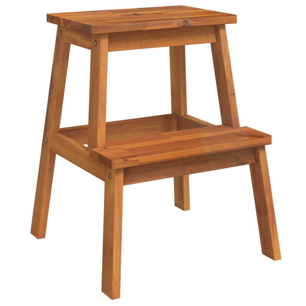 vidaXL Stehleiter Tritthocker mit 2 Stufen 40x38x50 cm Massivholz Akazie Tritt Trittleit