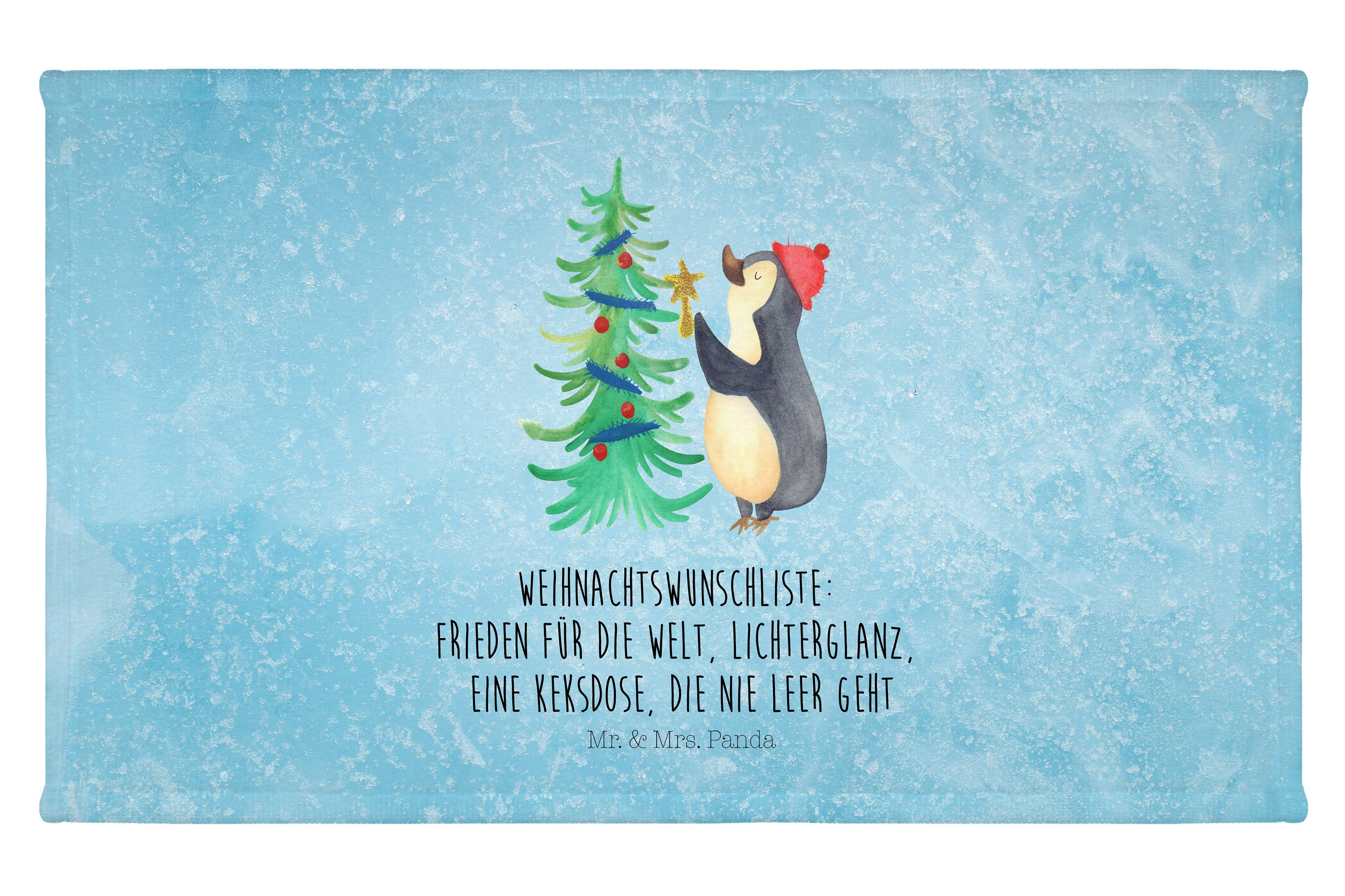 Mr. & Mrs. Panda Handtuch Pinguin Weihnachtsbaum - Eisblau - Geschenk, Winter, Weihnachten, Wei, (1-St)