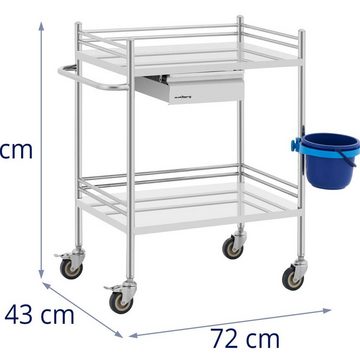 Steinberg Systems Regalwagen Laborwagen - Edelstahl - 2 Ablagen je 60x40x12,5cm - 1 Schublade -40kg