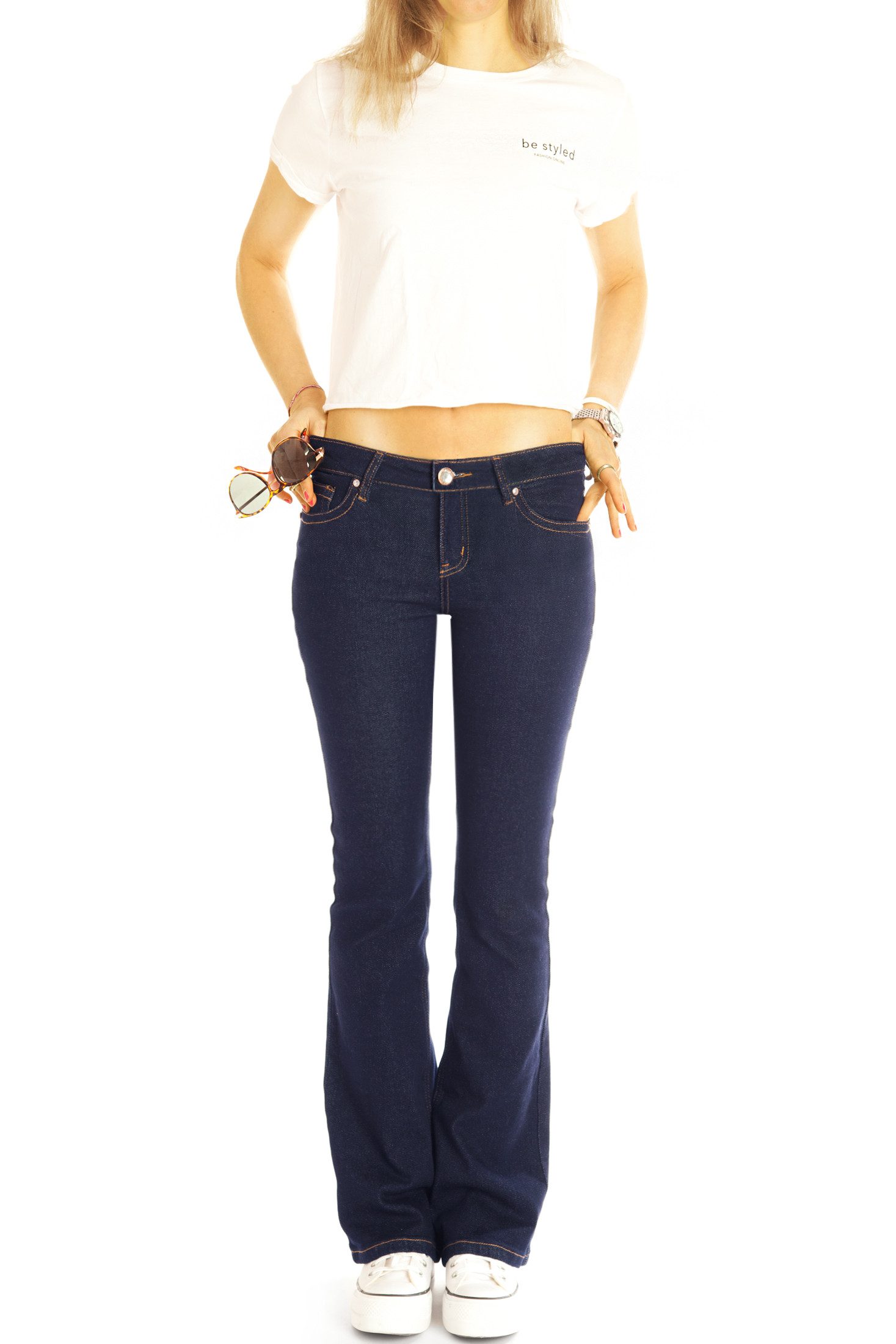 be styled Bootcut-Jeans Hüftjeans Bootcut Jeans - Stretchjeans Schlaghose - Damen - j48L-1 mit Stretch-Anteil