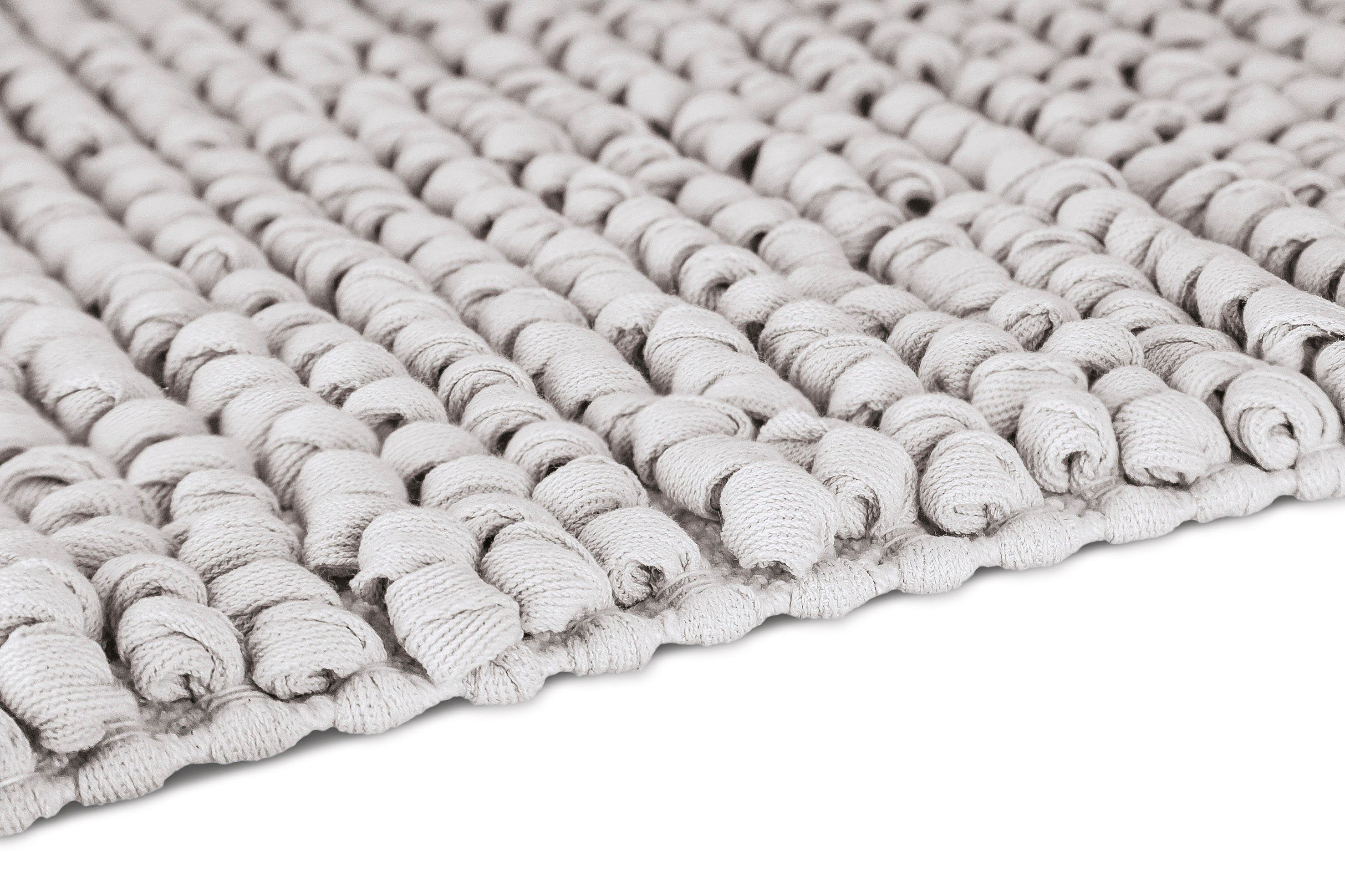 Kleine Wolke Badematte Brava, Badvorleger, Badezimmer Teppich, Höhe 15 mm, beidseitig nutzbar, fußbodenheizungsgeeignet, Baumwolle, quadratisch, Badteppich, Uni Farben, dicke Schlaufen, handgewebt