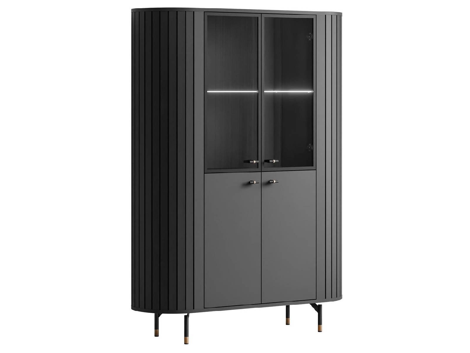 yourhouse24 Glasvitrine ELODIE mit LED-Beleuchtung Schwarz, günstig online kaufen