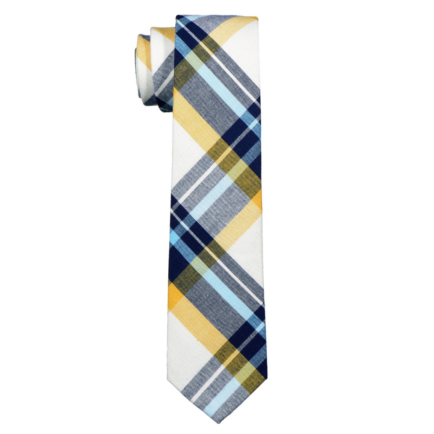 DonDon Krawatte Herren Krawatte 6 1x gestreift, (Packung, Baumwolle, mit oder 1-St., für oder Streifen Krawatte) kariert oder festliche Büro cm Veranstaltungen creme Karos kariert