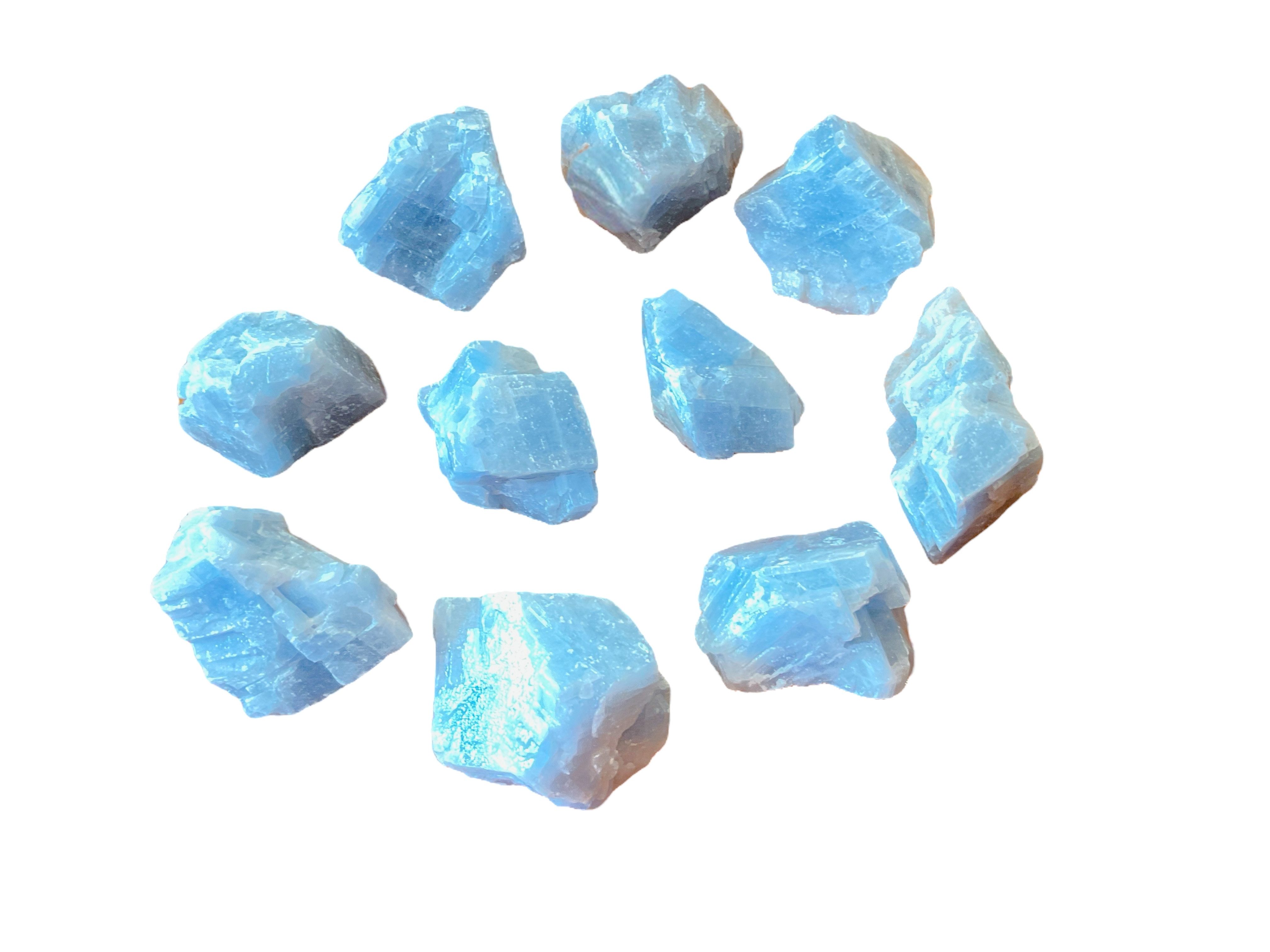 Steinfixx® Edelstein Blauer Calcit I farbintensiv I Rohsteine I 300 Gramm, (je ca. 3-4 cm, 1-St., ca. 10 Rohsteine), Heilstein-Schutzstein-Wasserstein