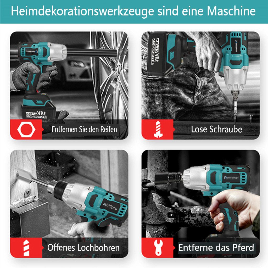 Insma Akku-Schlagschrauber, elektrischer Schlagschrauber Bürstenloser 600 günstig online kaufen