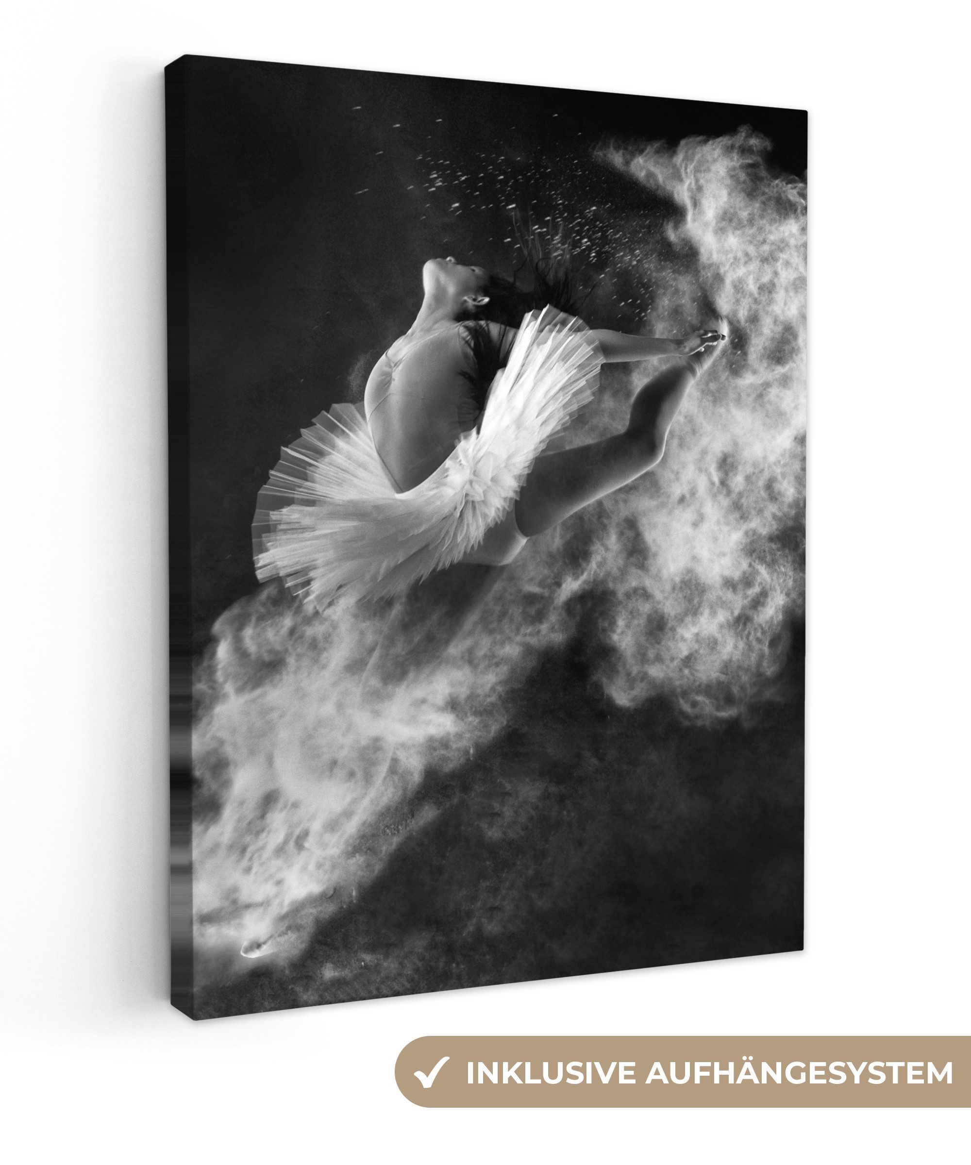 OneMillionCanvasses® Leinwandbild Tanz - Ballerina - Ausdruck - Schwarz und weiß, Fotodruck (1 St), Leinwand Bilder für Wohnzimmer Schlafzimmer 30x40 cm