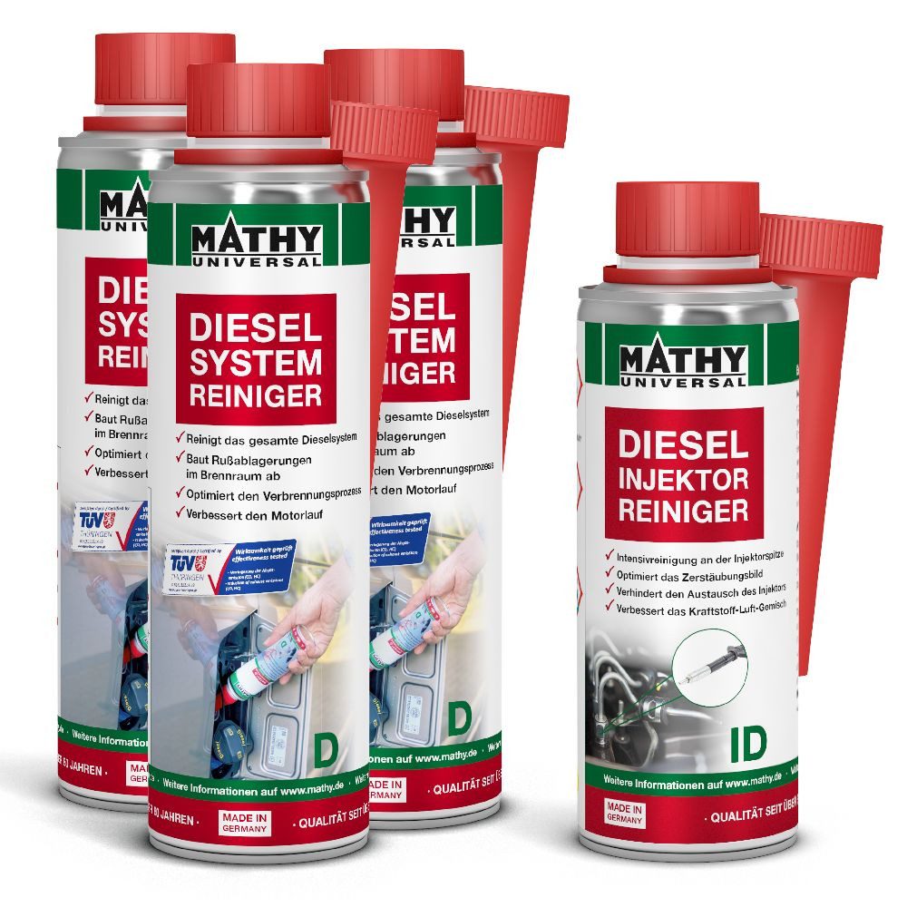 MATHY Diesel-Additiv MATHY Diesel-Brennraum-Kur, 0,95 l, (Spar-Set, 4-St., 1 x MATHY-ID + 3 x MATHY-D) Systemreinigung Brennraum + Injektoren