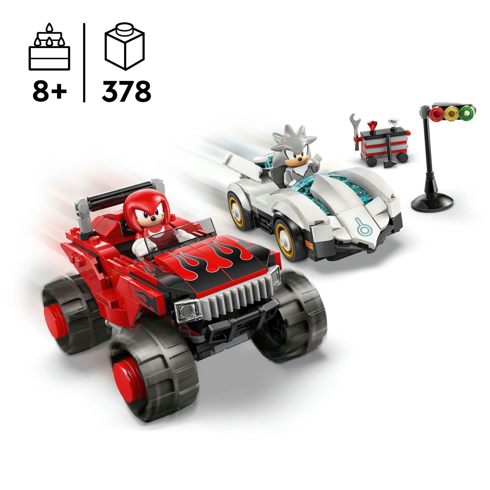 LEGO® Silvers Auto vs. Knuckles' Monstertruck (77118), LEGO Sonic Konstruktionsspielsteine, (378 St) – Bild 3 von 5