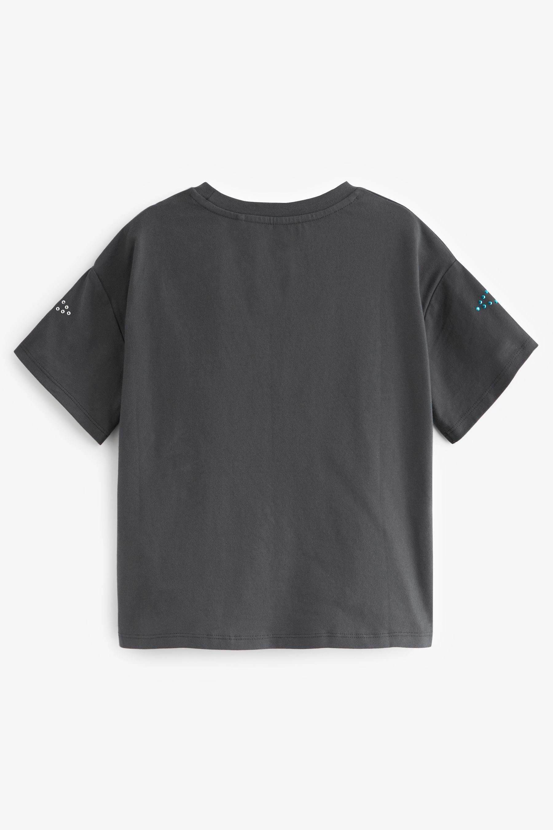 Next T-Shirt mit Pailletten Charcoal „Star“-Schriftzug (1-tlg) in T-Shirt Grey