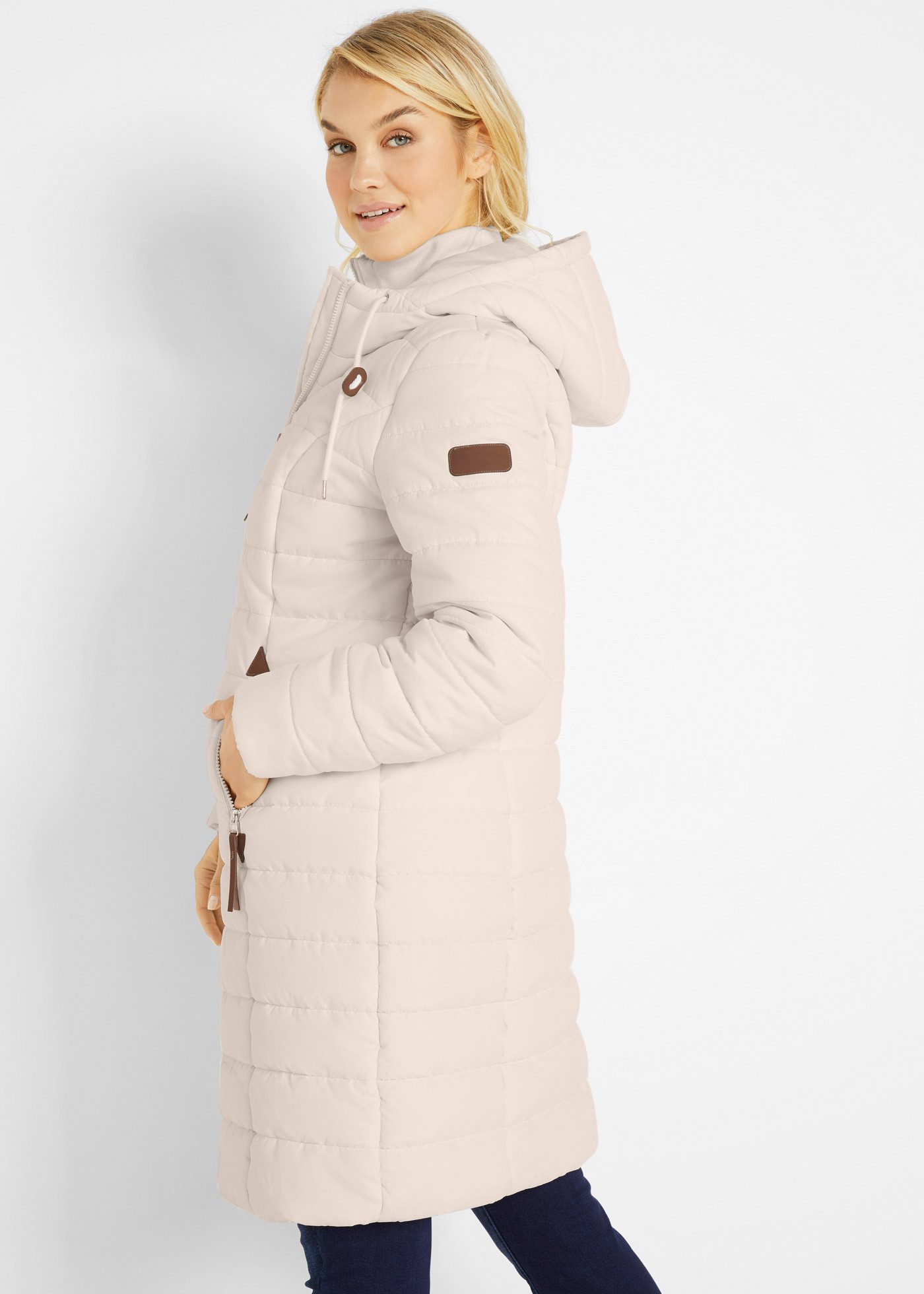 bonprix Steppmantel mit Kapuze, Stehkragen, 2-Wege-Reißverschluss günstig online kaufen