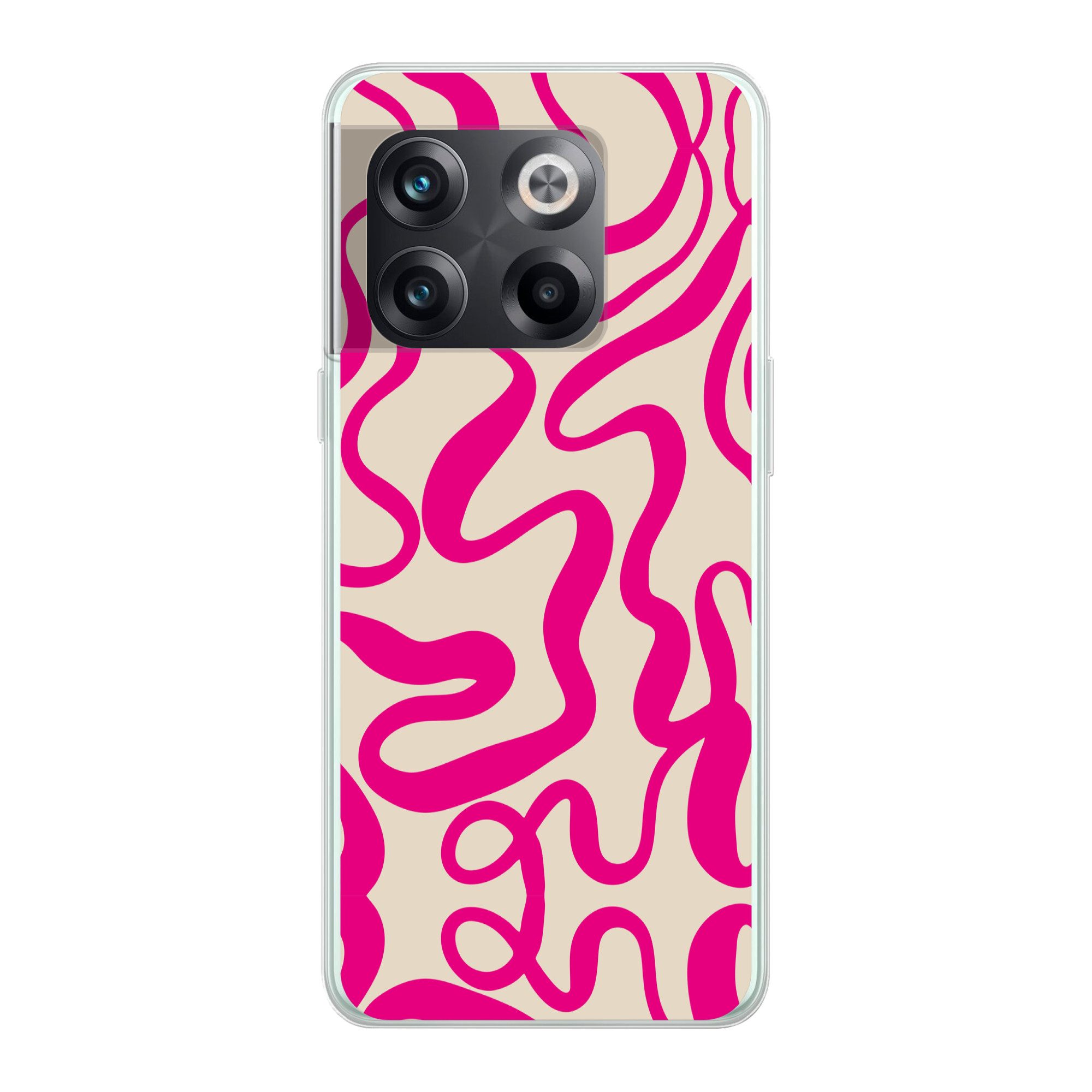 MuchoWow Handyhülle für OnePlus 10T Linien - Rosa - Beige - Abstrakt - Minimalistisch, Phone Case, Silikon, Schutzhülle Dünn