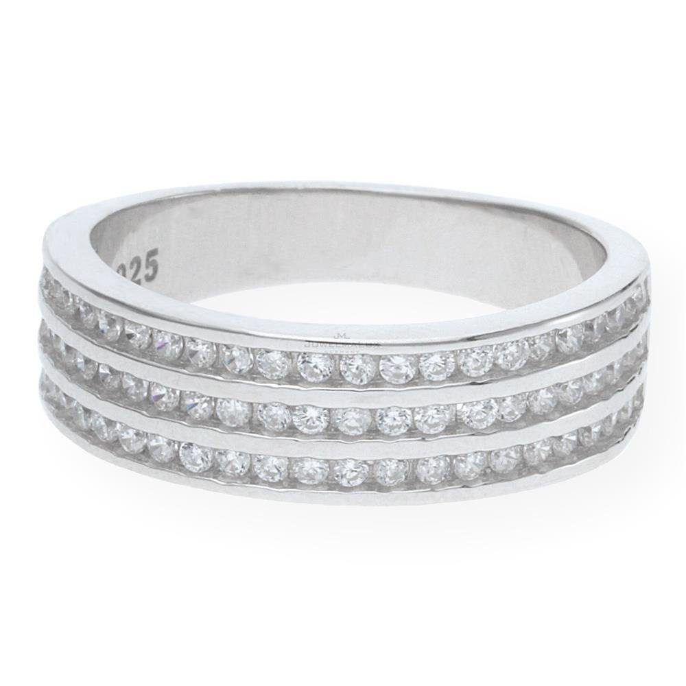 Fingerring JuwelmaLux Ring 925er Sterling Silber rhodiniert synth. Zirkonia JL16-