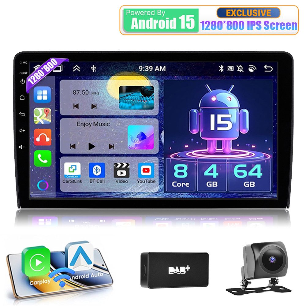 A-Sure 9" Radio Für KIA Ceed ED 2006-2009 4+64G Android 15 Carplay GPS Navi Autoradio (Digitalradio (DAB), FM, AM, RDS, 1280*800 IPS Screen/8-Core CPU)