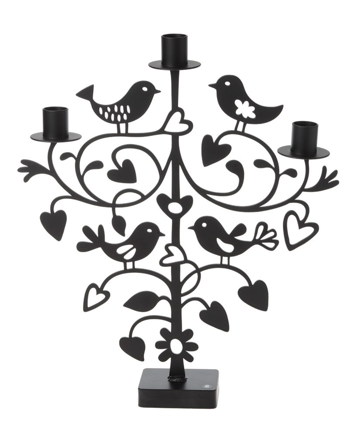 Bengt & Lotta Kerzenständer Liebesvögel 3 flammig Höhe 37,5 cm; Длина 32,0 cm; schwarz, Eisen (lackiert)